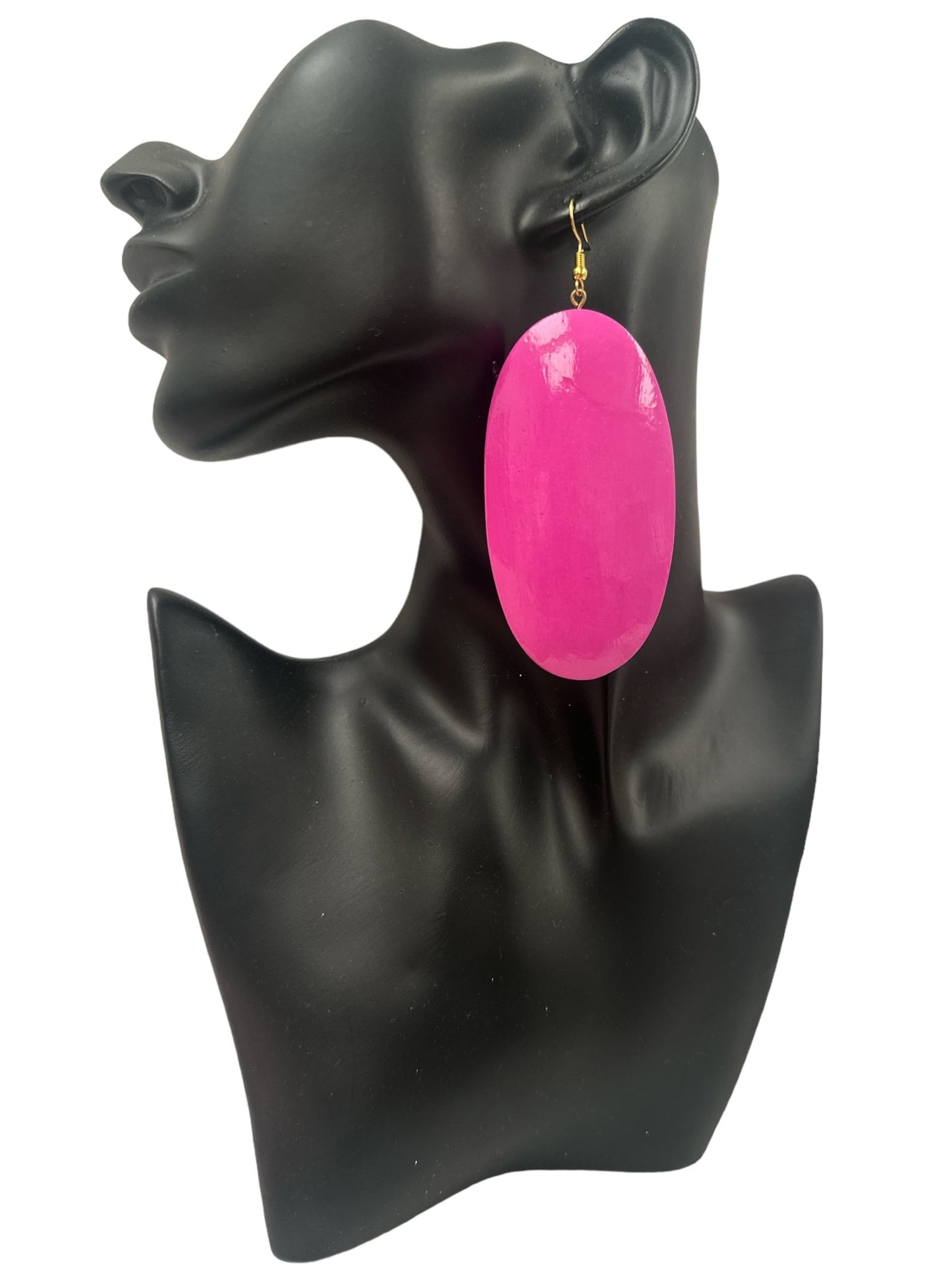 Pink Oval Wooden Dangle Ethnic Earrings - Fatisha Boutique