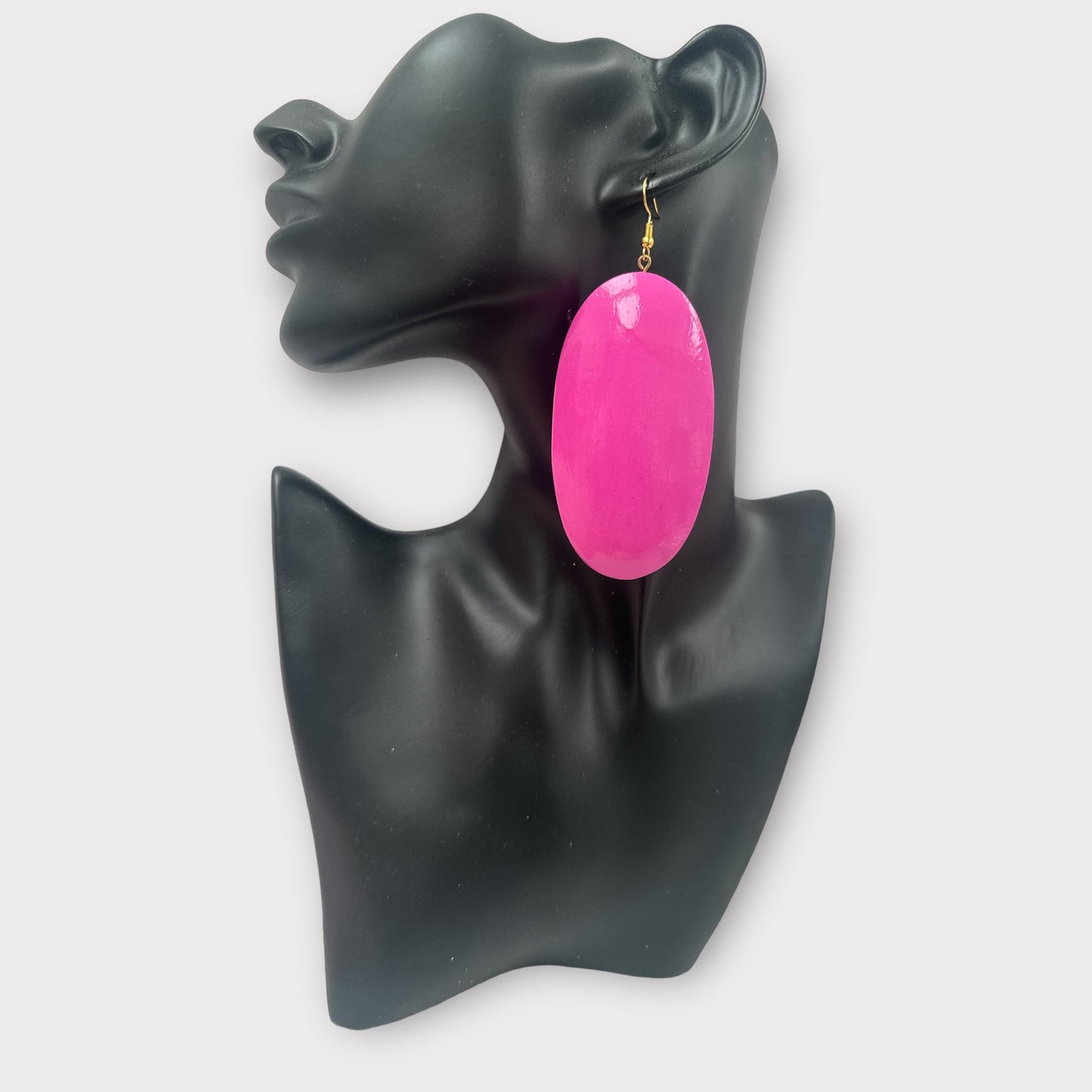Pink Oval Wooden Dangle Ethnic Earrings - Fatisha Boutique
