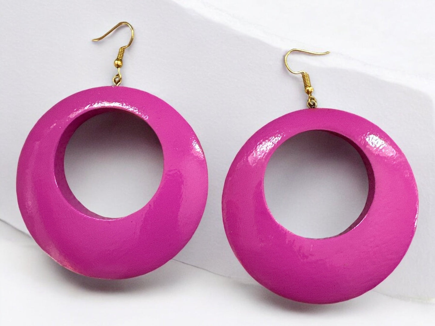 Pink Wooden Dangle Ethnic Earrings - Fatisha Boutique