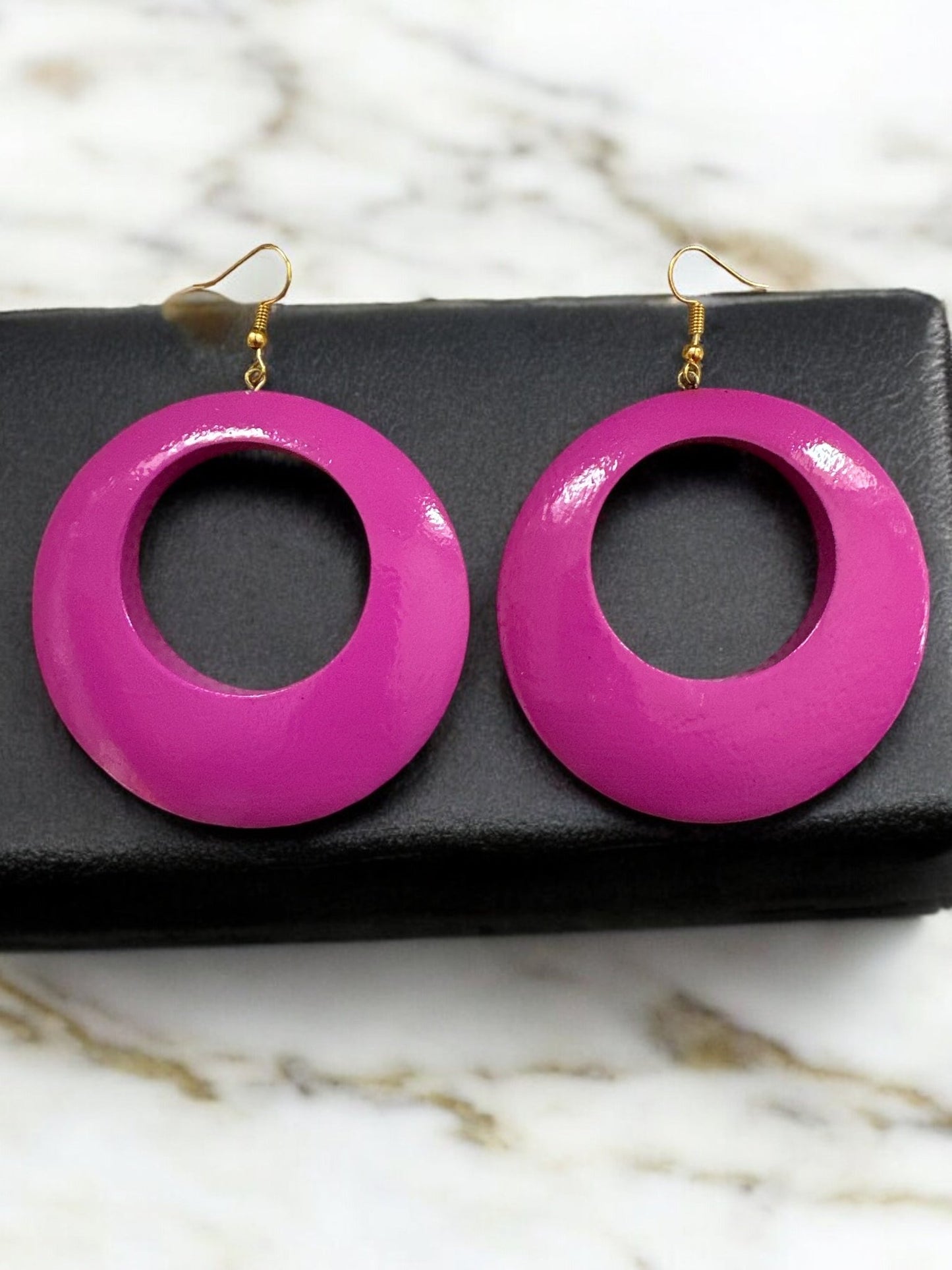 Pink Wooden Dangle Ethnic Earrings - Fatisha Boutique