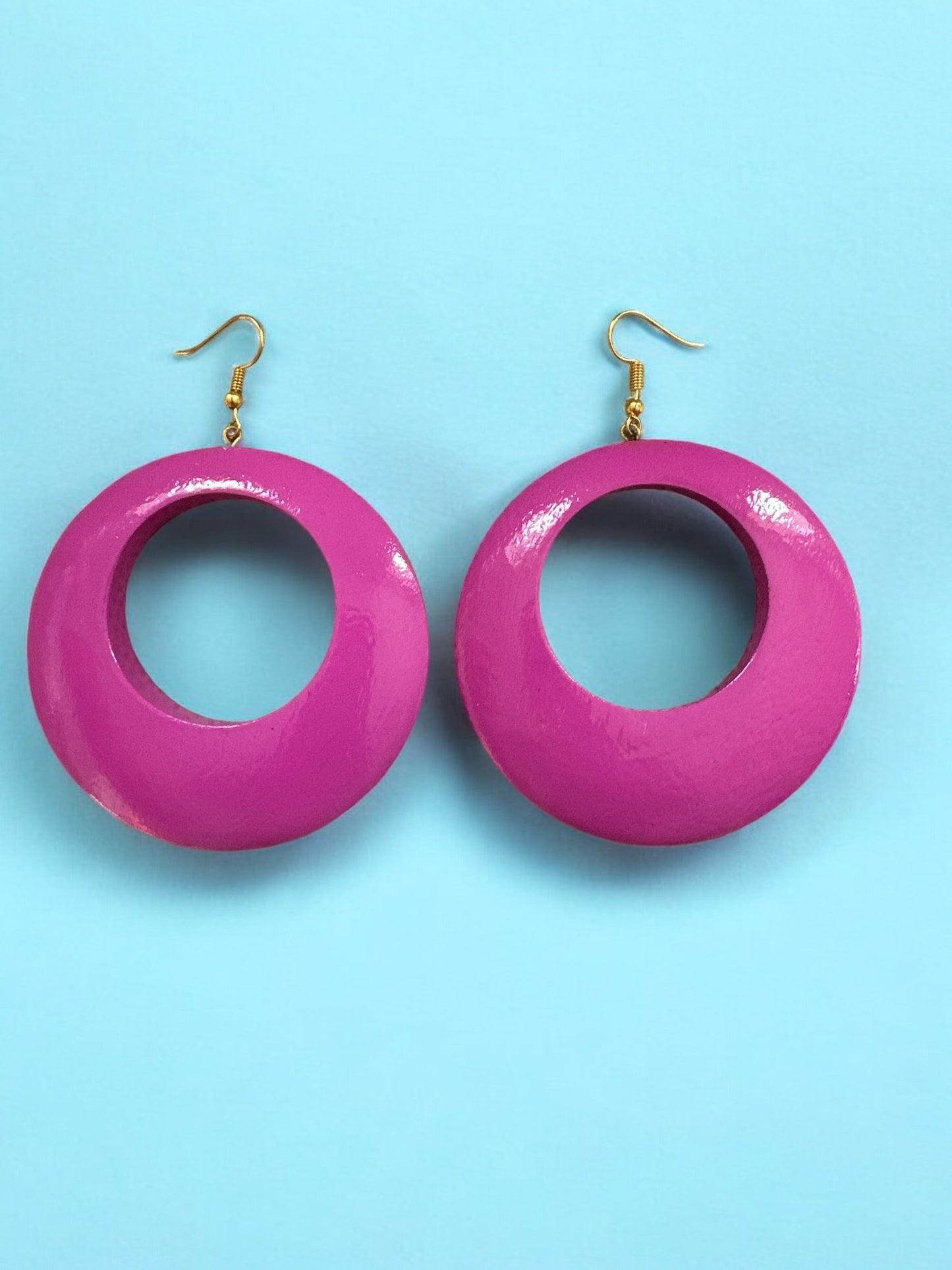 Pink Wooden Dangle Ethnic Earrings - Fatisha Boutique