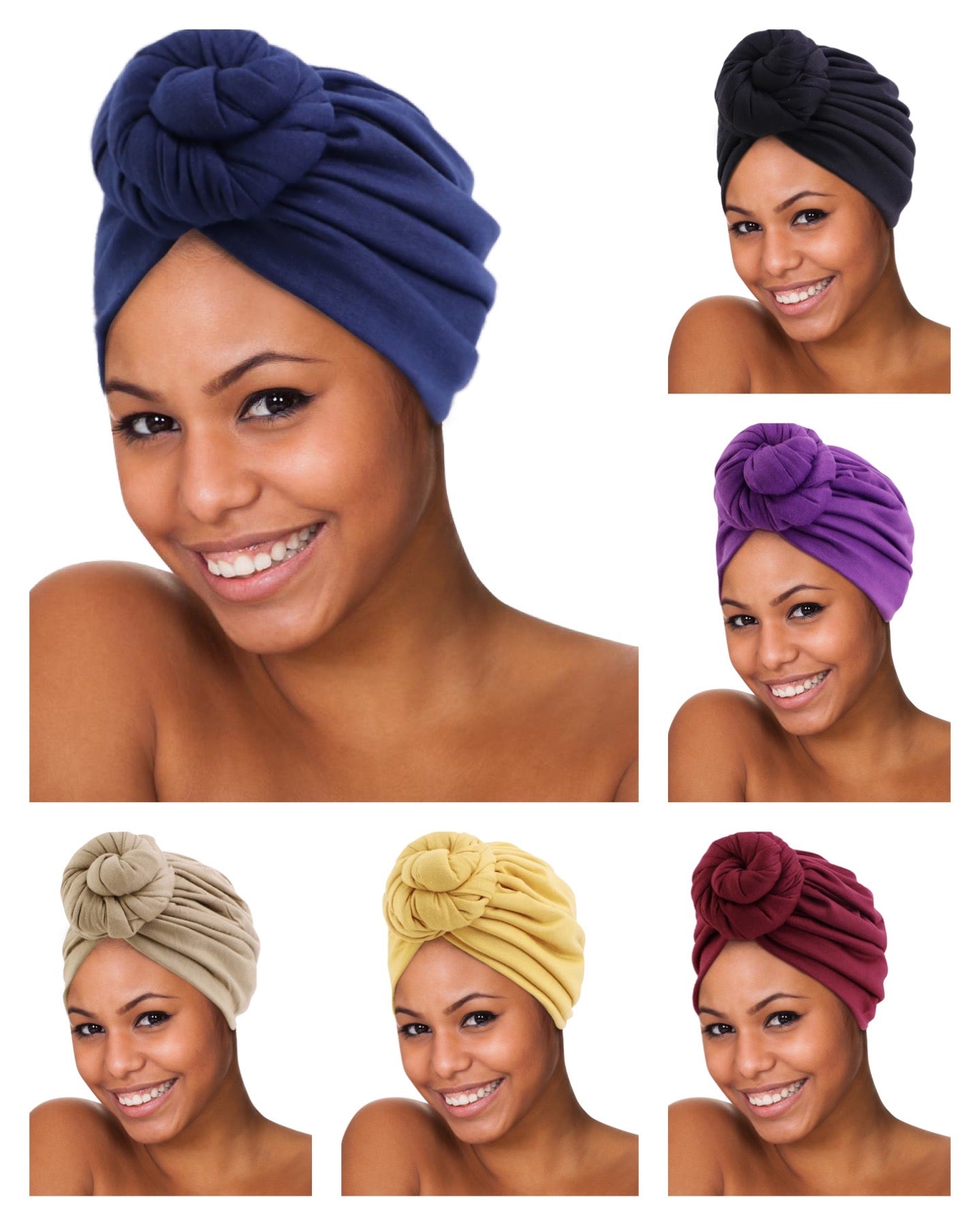 Pre - Tied Double Twisted Knot Stretch Soft Fabric Ready to Wear Turban Caps - Fatisha Boutique