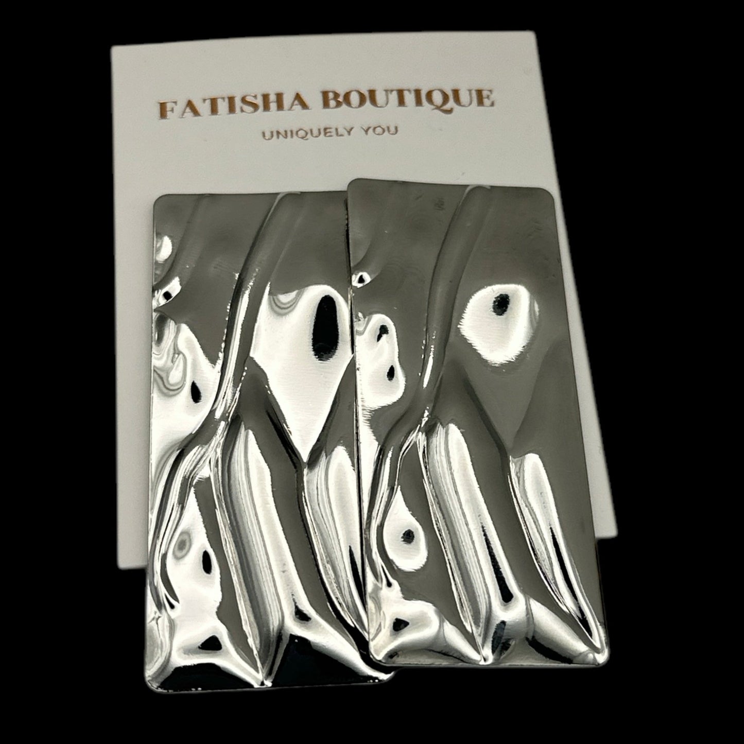 Rectangle Metal Statement Stud Earrings – Bold Modern Shine - Fatisha Boutique