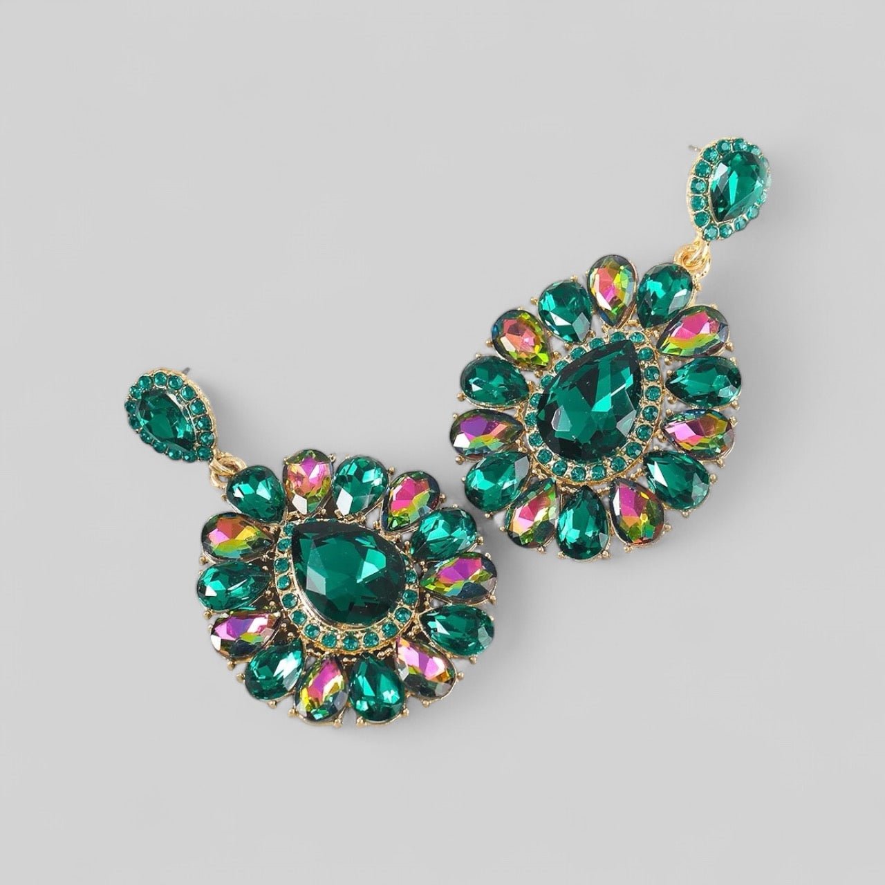 Rhinestone Crystal Teardrop Stud Dangle Earrings - Fatisha Boutique