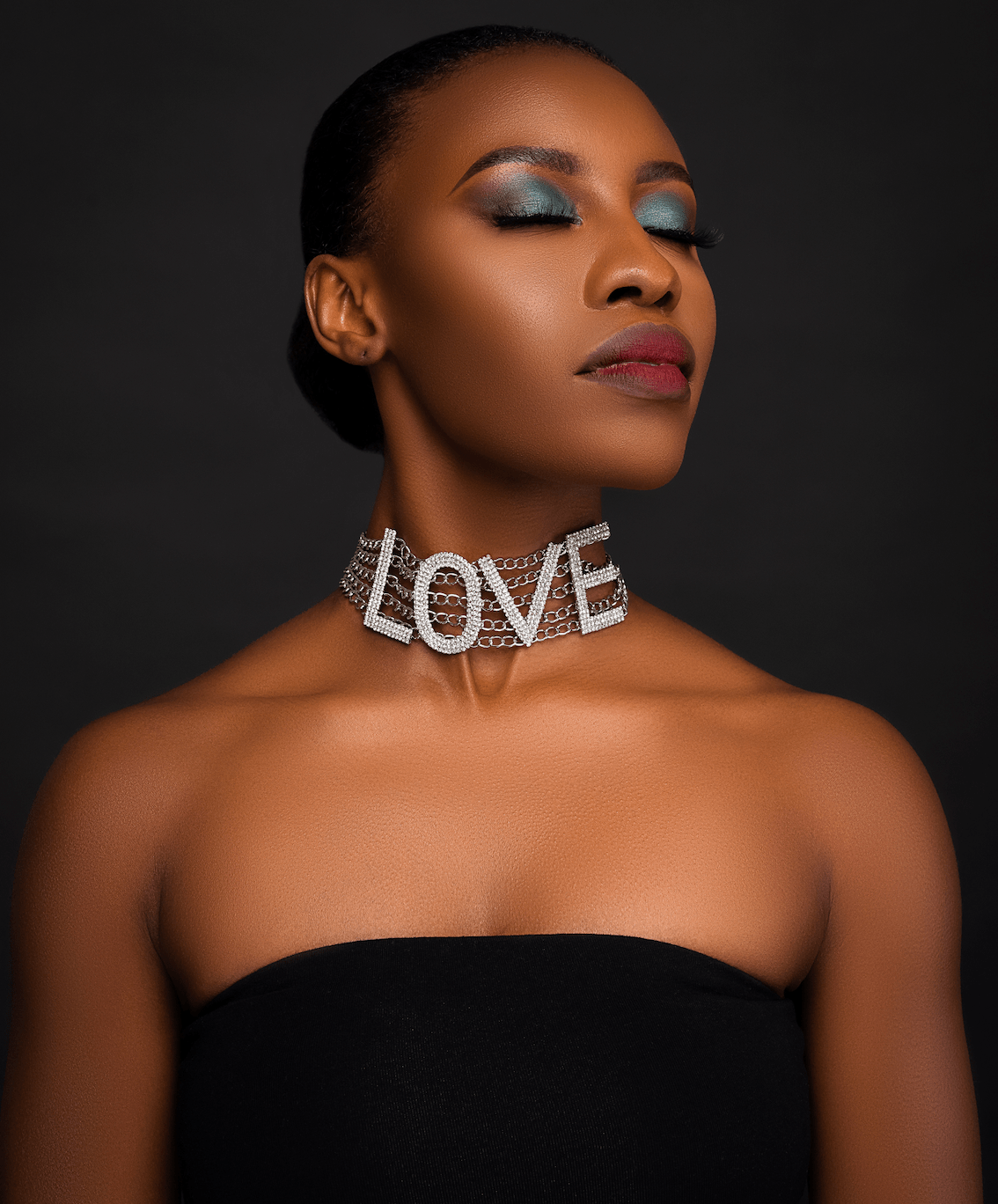 Rhinestone "LOVE" Statement Choker Necklace - Fatisha Boutique