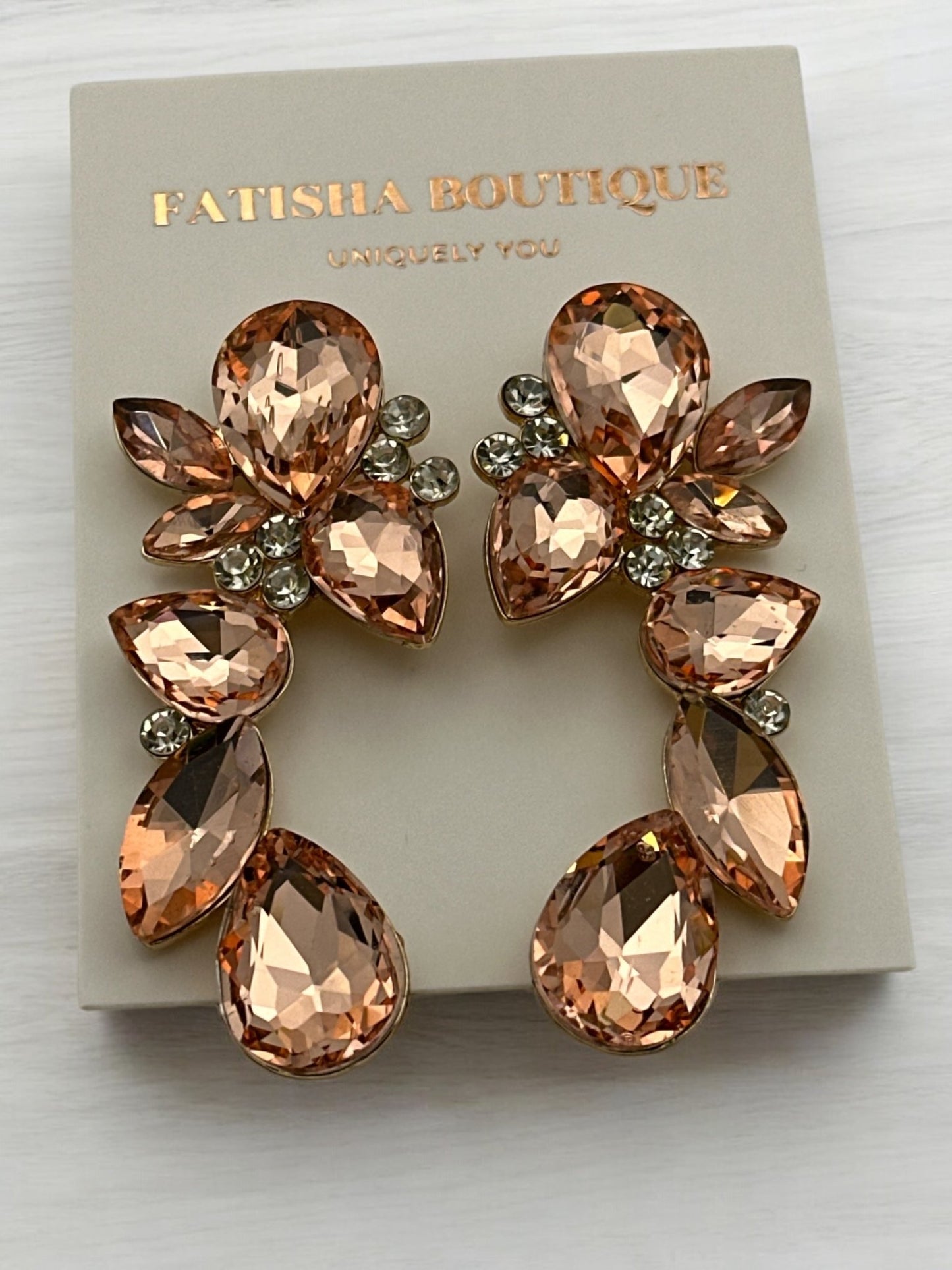 Rhinestones Crystal Teardrop Statement Stud Earrings - Fatisha Boutique