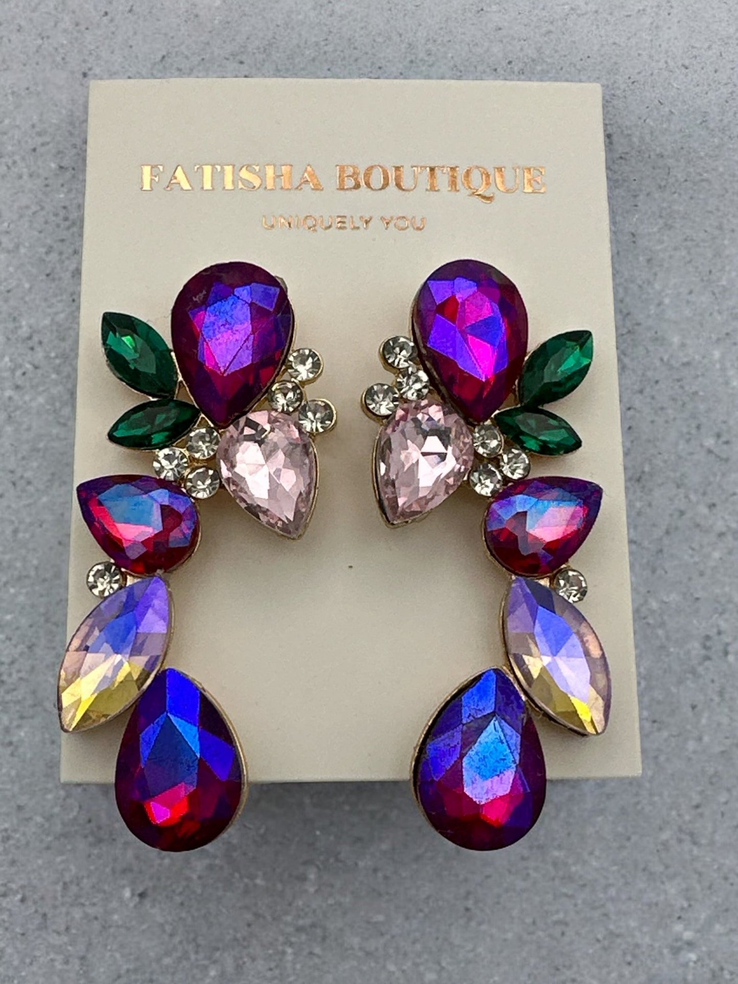 Rhinestones Crystal Teardrop Statement Stud Earrings - Fatisha Boutique