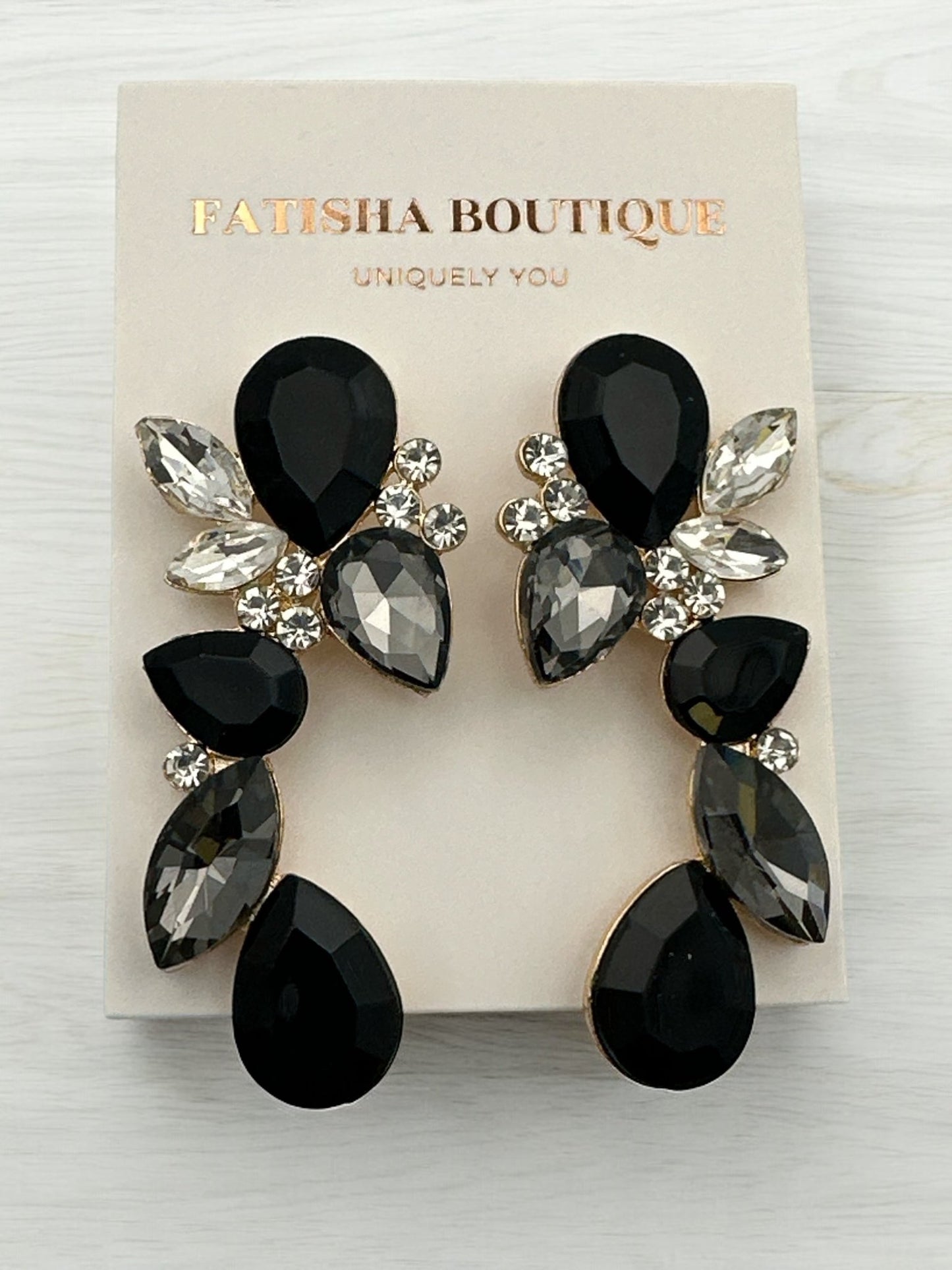 Rhinestones Crystal Teardrop Statement Stud Earrings - Fatisha Boutique