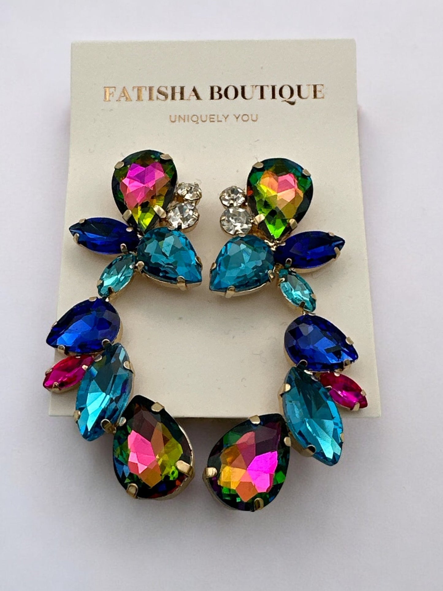 Rhinestones Crystal Teardrop Statement Stud Earrings - Fatisha Boutique