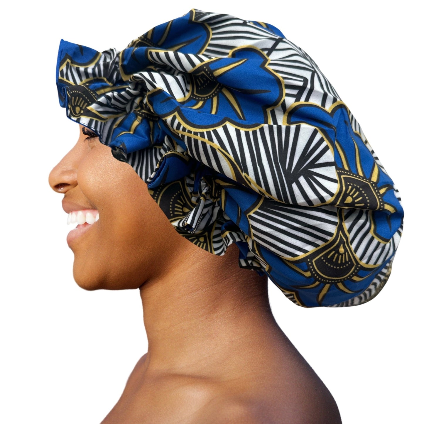 Satin Silk Double - Layered Reversible Ankara Bonnet Cap – Ruffle Edges | Stylish Hair Protection - Fatisha Boutique