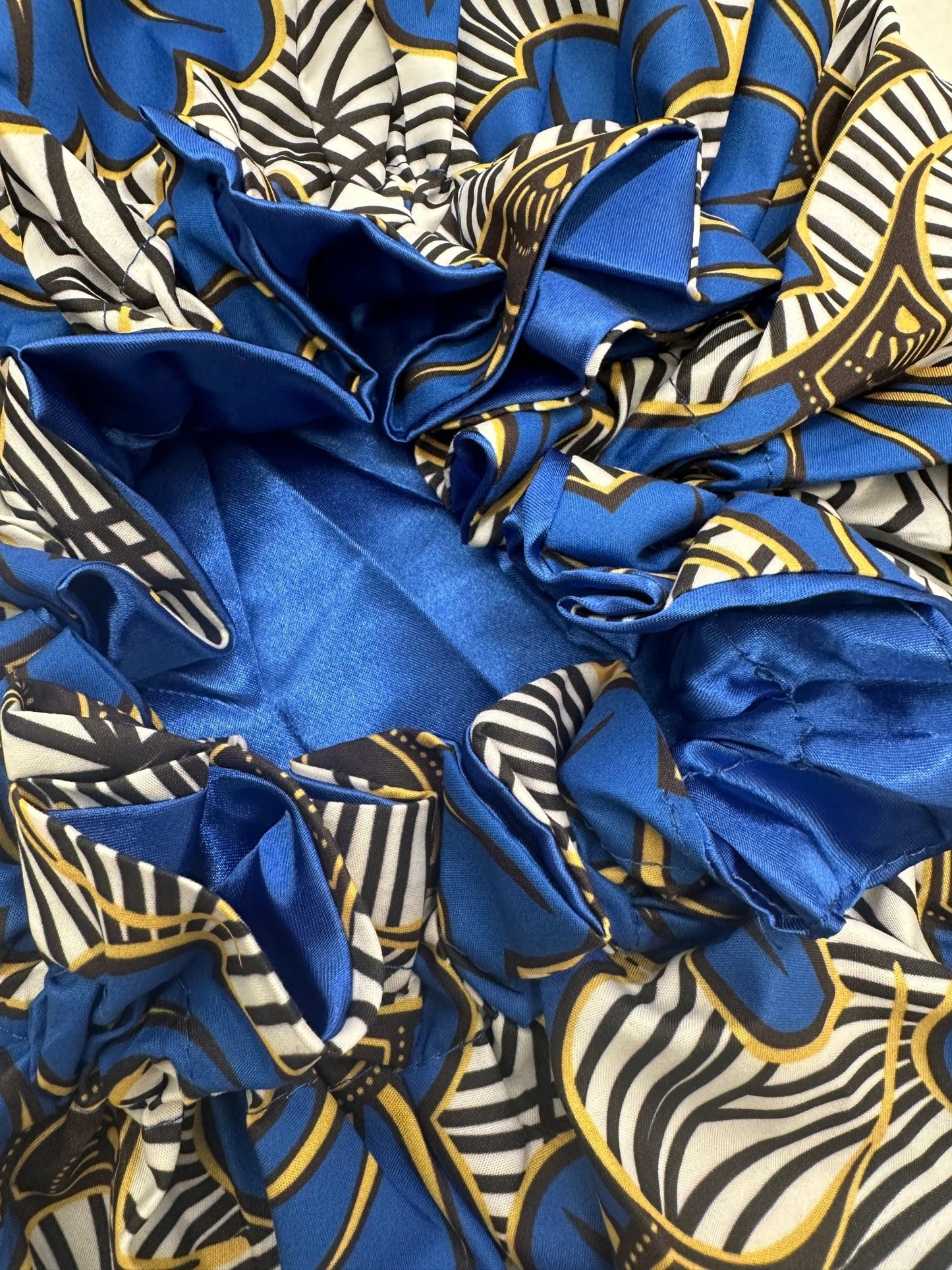 Satin Silk Double - Layered Reversible Ankara Bonnet Cap – Ruffle Edges | Stylish Hair Protection - Fatisha Boutique