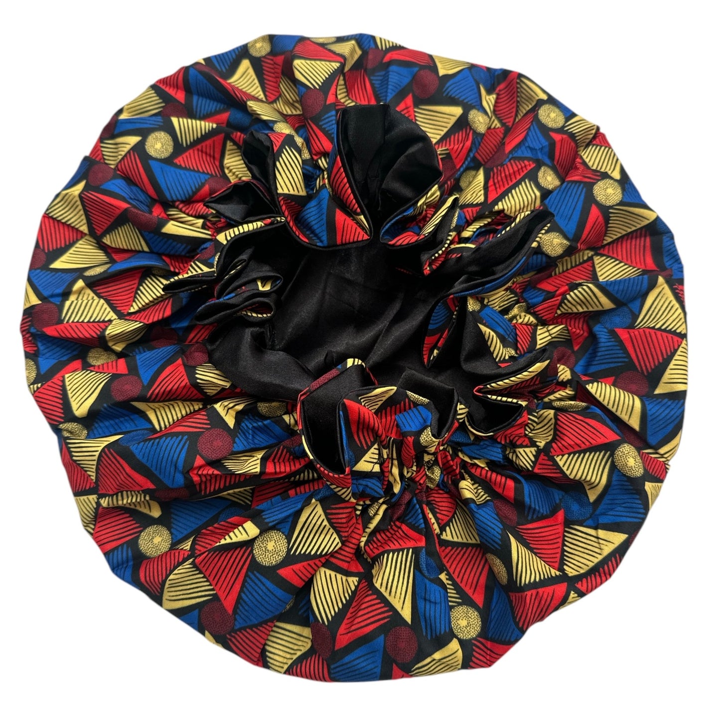 Satin Silk Double - Layered Reversible Ankara Bonnet Cap – Ruffle Edges | Stylish Hair Protection - Fatisha Boutique