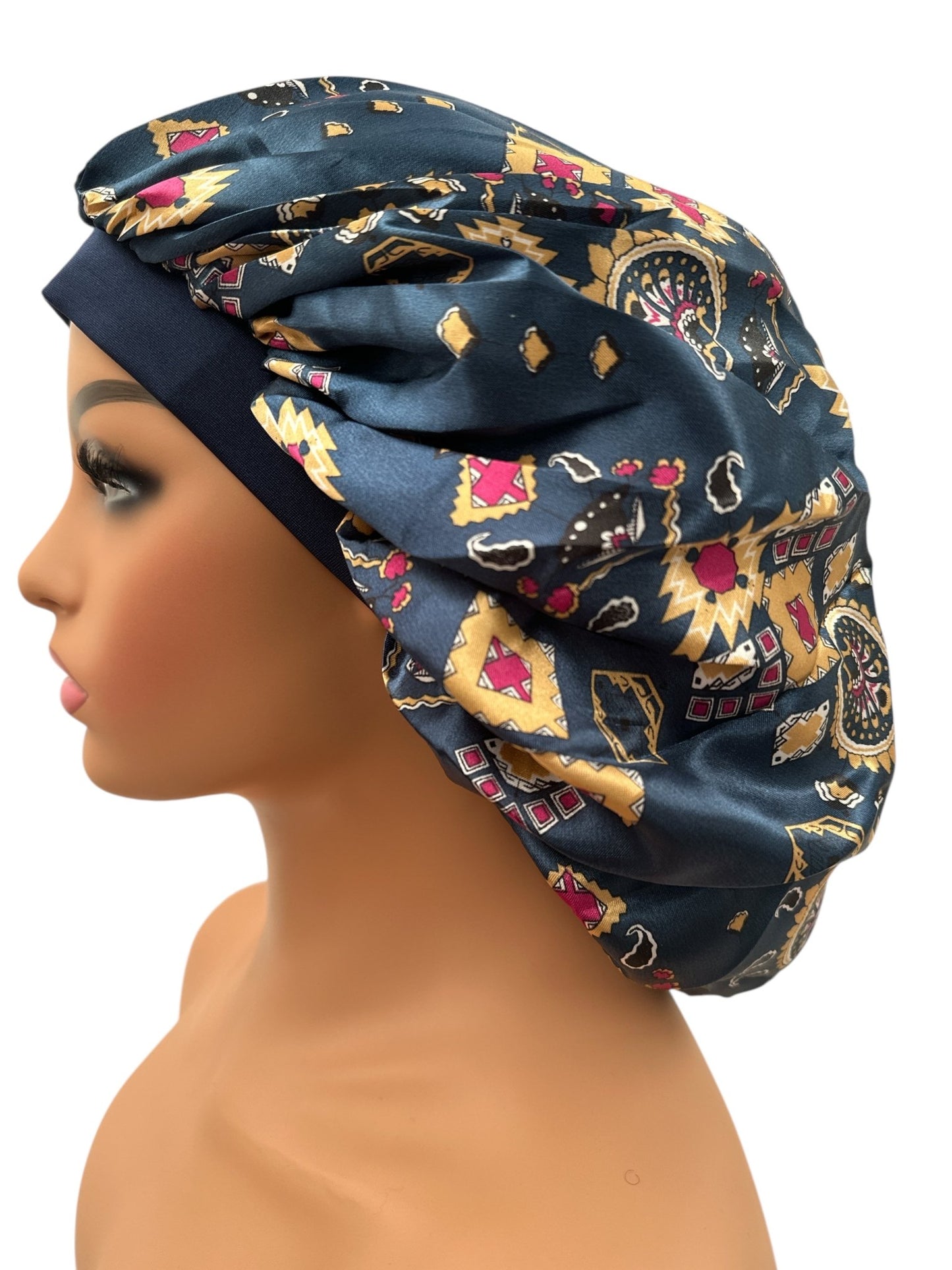 Single Layered Floral Print Satin Silk Bonnet Cap – Extra Large for Braids, Locs & Long Hair - Fatisha Boutique