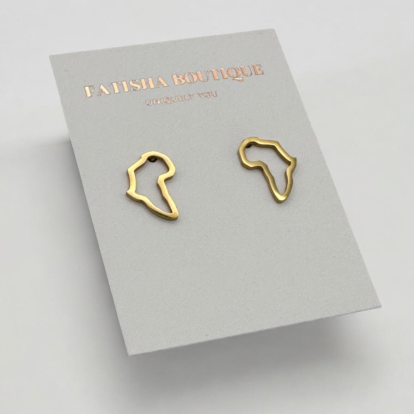 Small African Map Stainless Steel Stud Earrings - Fatisha Boutique