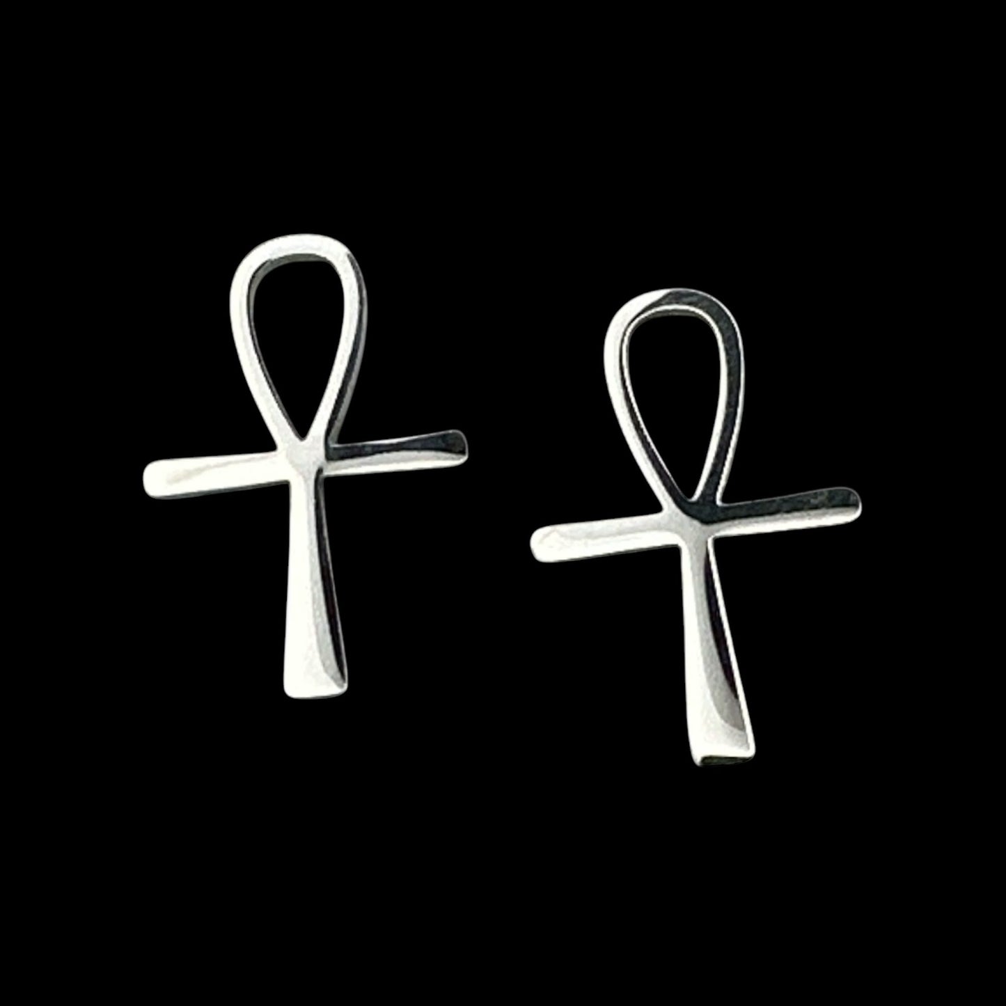 Small Stainless Steel Ankh Cross Stud Earrings - Fatisha Boutique
