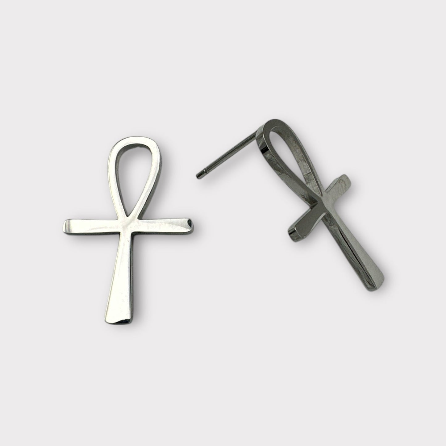 Small Stainless Steel Ankh Cross Stud Earrings - Fatisha Boutique