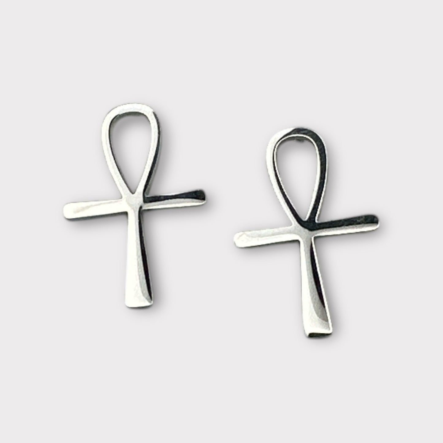 Small Stainless Steel Ankh Cross Stud Earrings - Fatisha Boutique