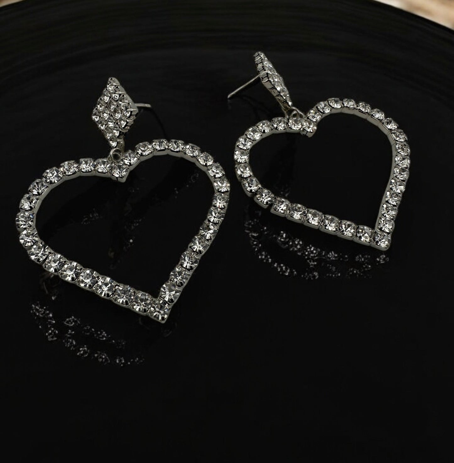 Sparkling Heart Crystal Dangle Earrings - Fatisha Boutique