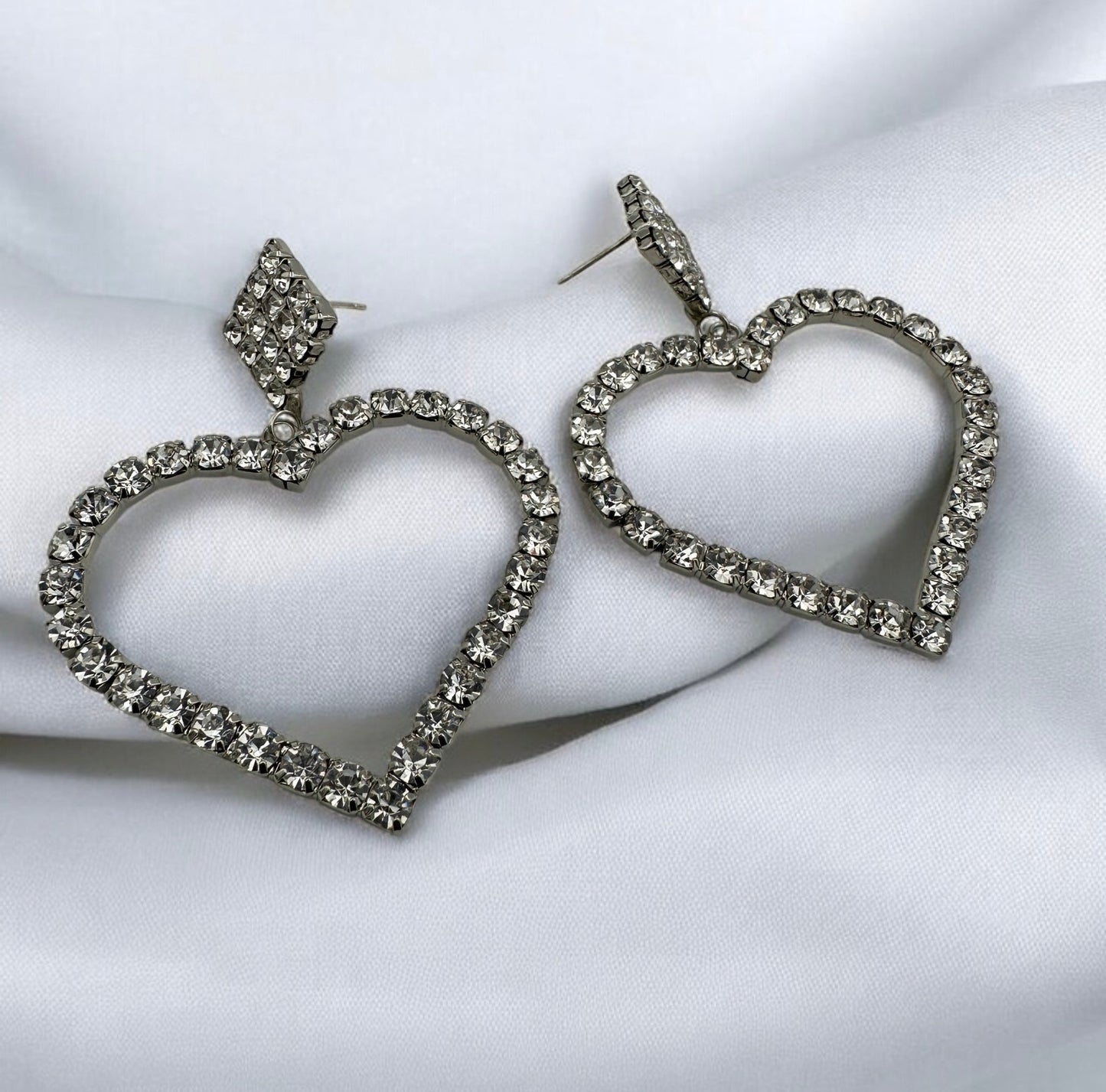 Sparkling Heart Crystal Dangle Earrings - Fatisha Boutique