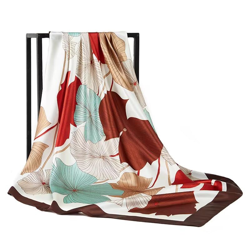 Square Satin Silk Scarf for Women - Elegant Floral Print Hair & Neck Scarf - Fatisha Boutique