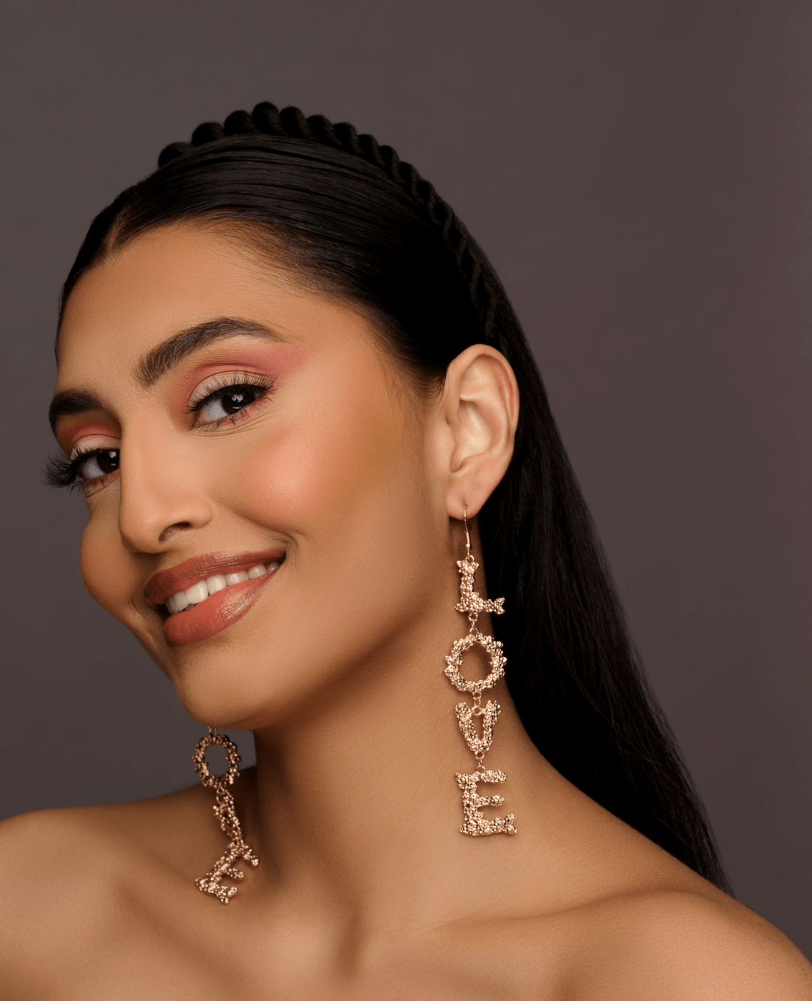 Statement "LOVE" Earrings – Bold Gold Letter Dangle Earrings - Fatisha Boutique