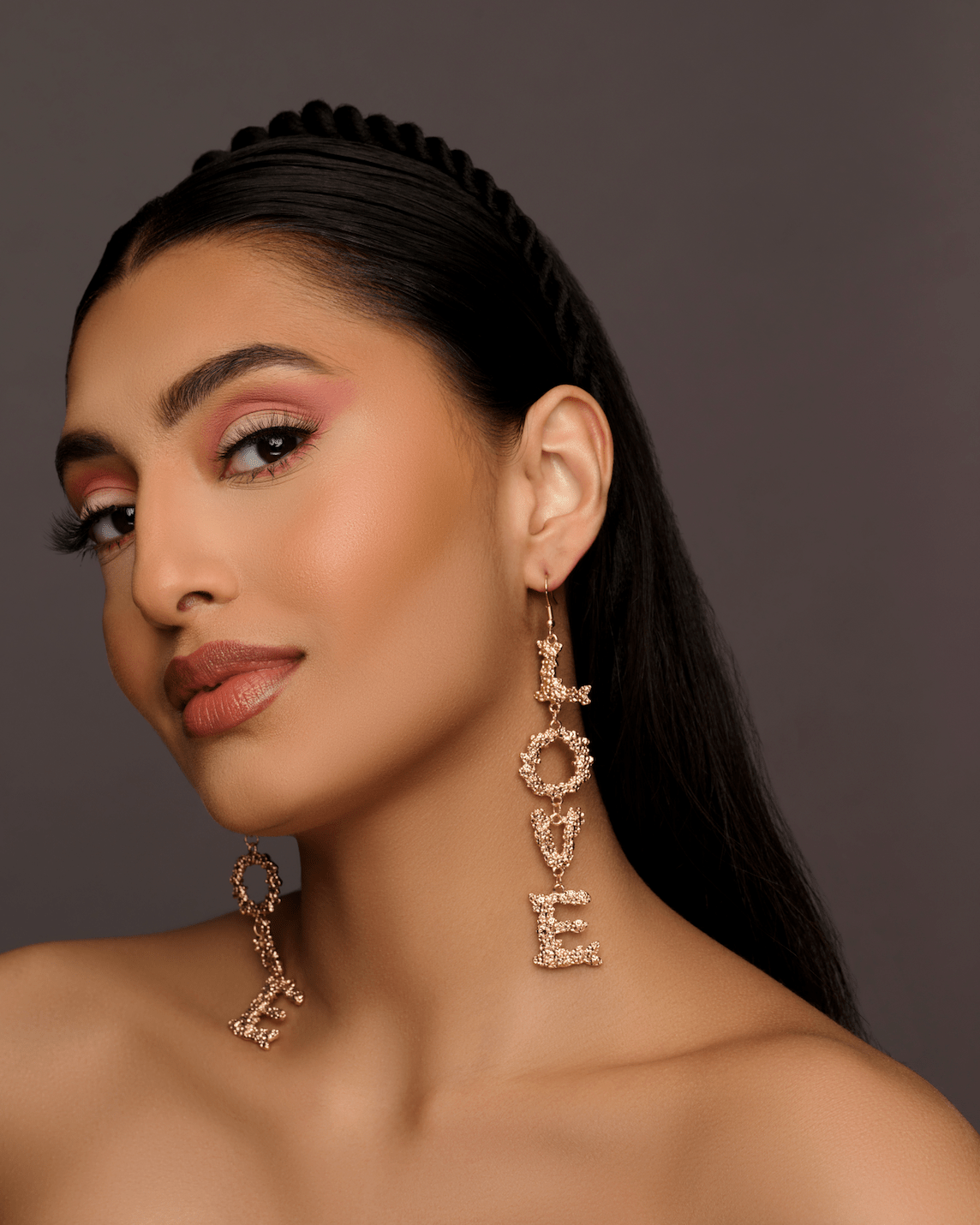 Statement "LOVE" Earrings – Bold Gold Letter Dangle Earrings - Fatisha Boutique