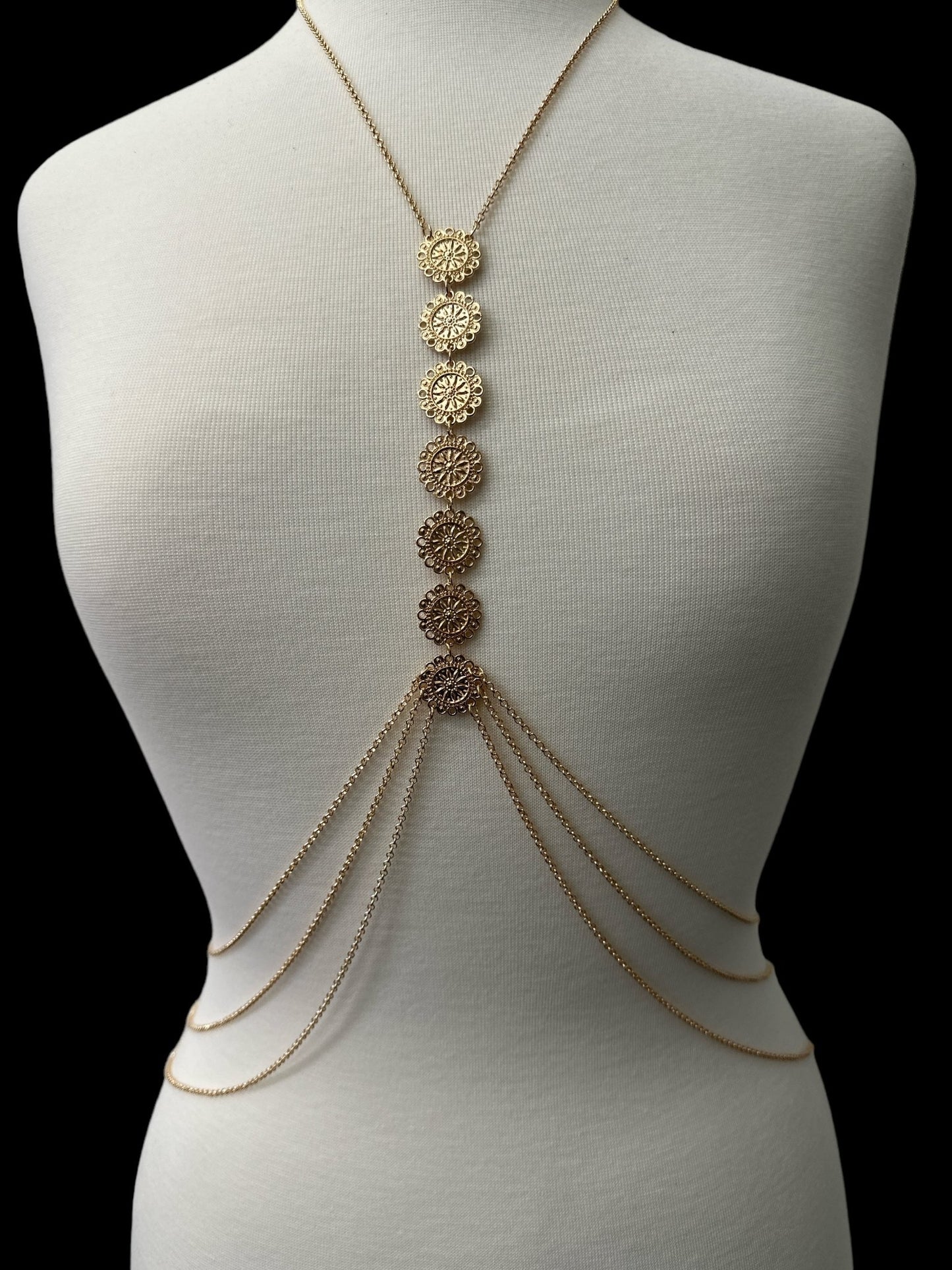 Tassels Boho Middle Metal Disc Statement Chain Body Jewellery - Fatisha Boutique