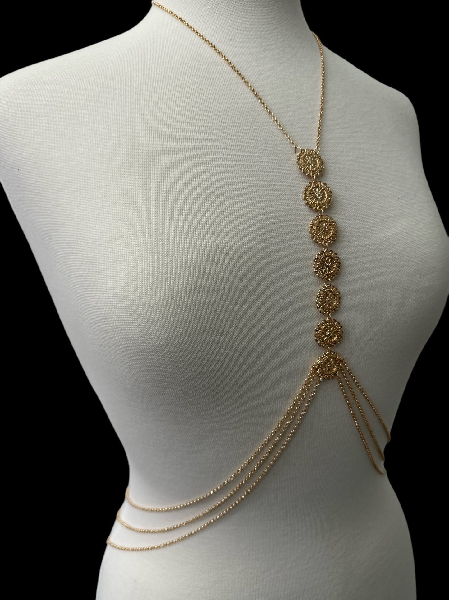 Tassels Boho Middle Metal Disc Statement Chain Body Jewellery - Fatisha Boutique