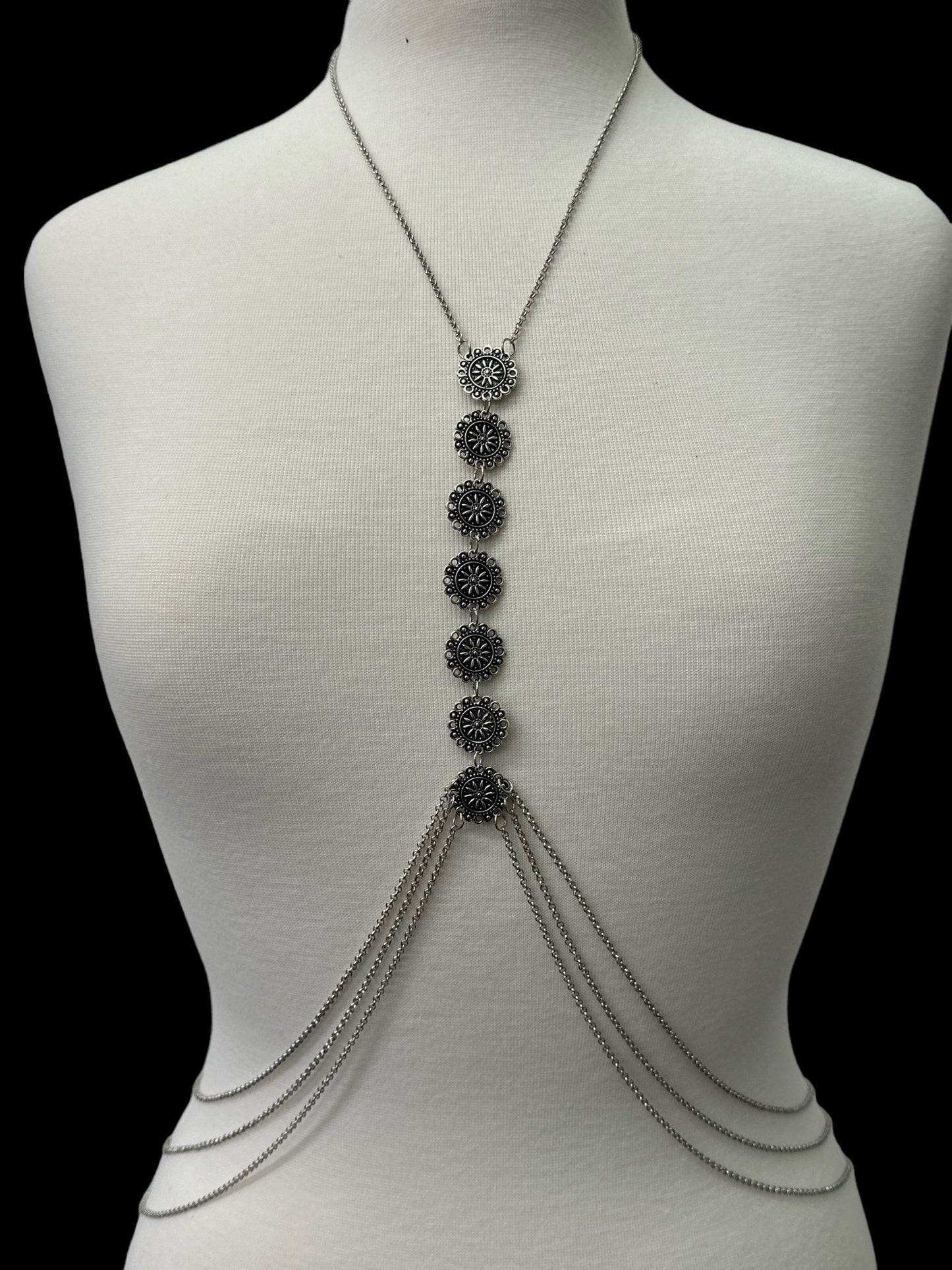 Tassels Boho Middle Metal Disc Statement Chain Body Jewellery - Fatisha Boutique