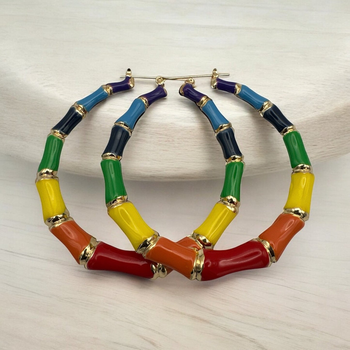 Trendy 7CM Bamboo Hoop Earrings – Retro Chunky Statement - Fatisha Boutique