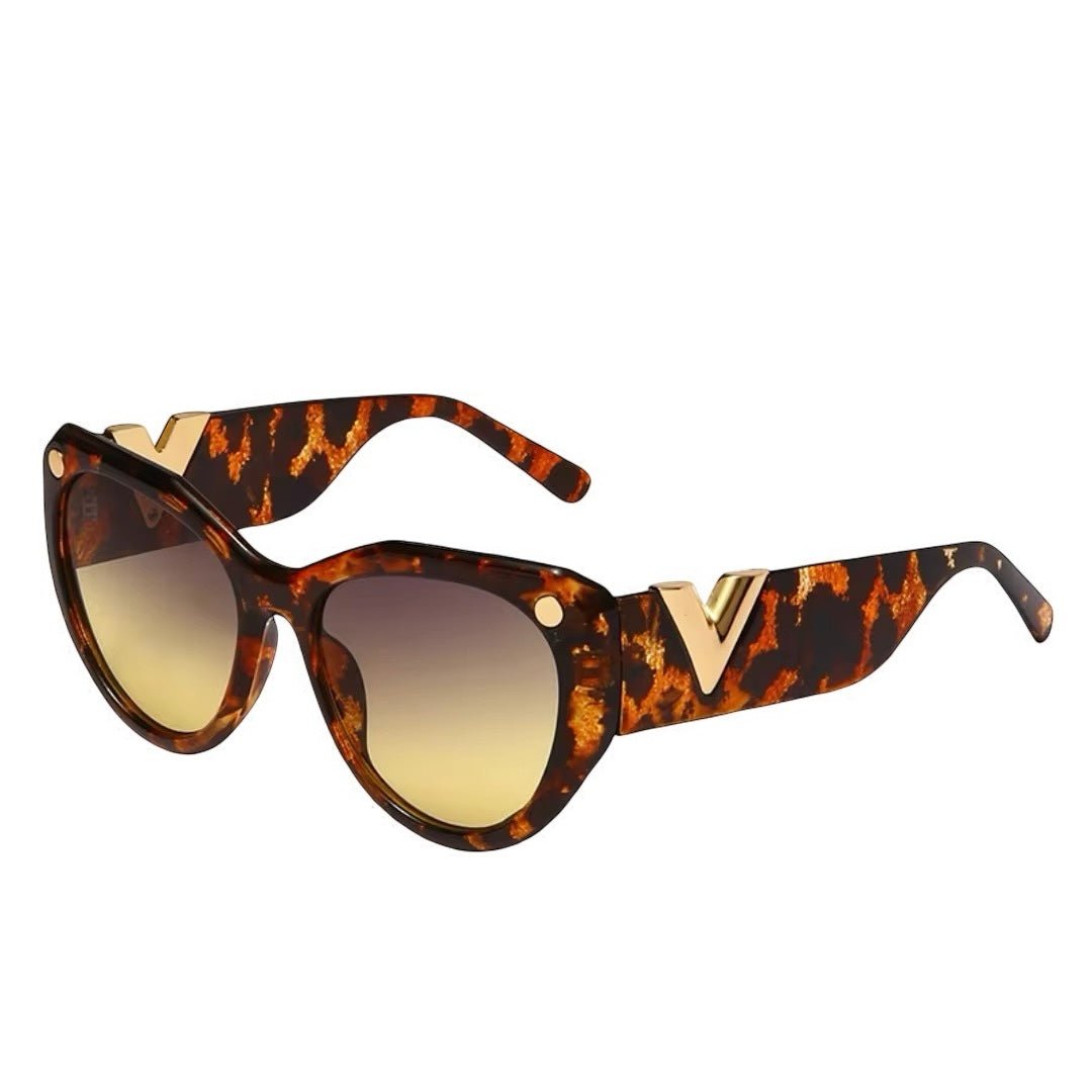 Trendy Oversized UV400 Sunglasses – Bold “V” Gold Accent - Fatisha Boutique