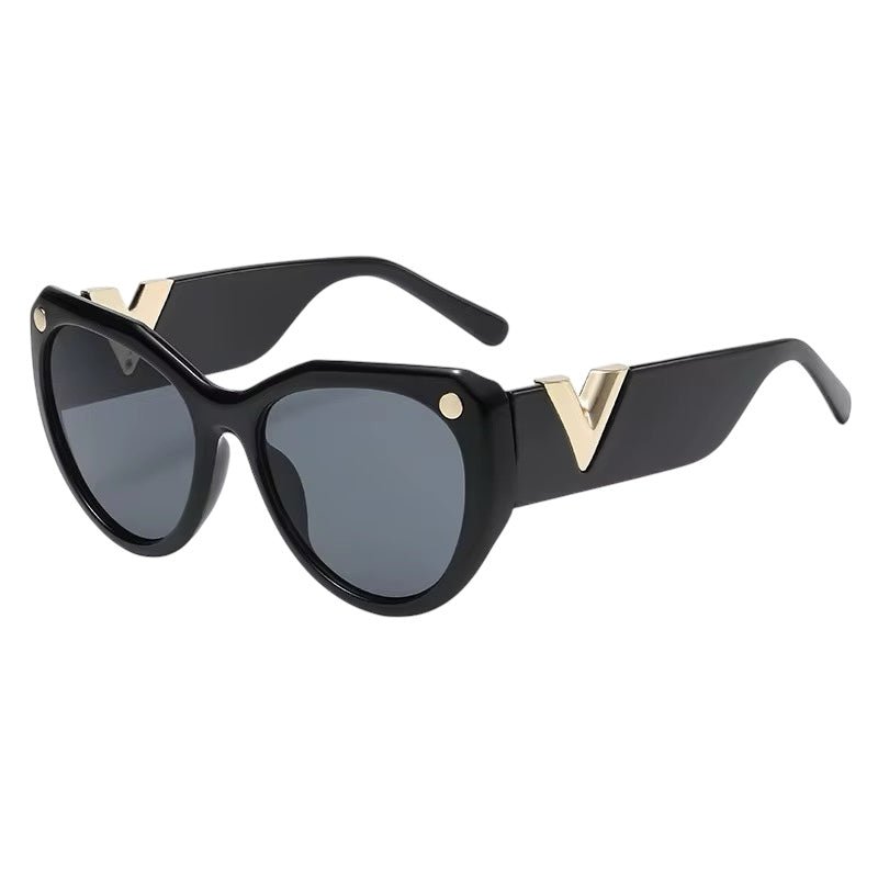 Trendy Oversized UV400 Sunglasses – Bold “V” Gold Accent - Fatisha Boutique