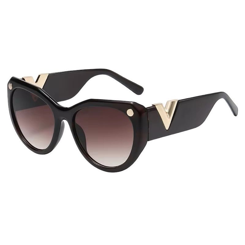 Trendy Oversized UV400 Sunglasses – Bold “V” Gold Accent - Fatisha Boutique