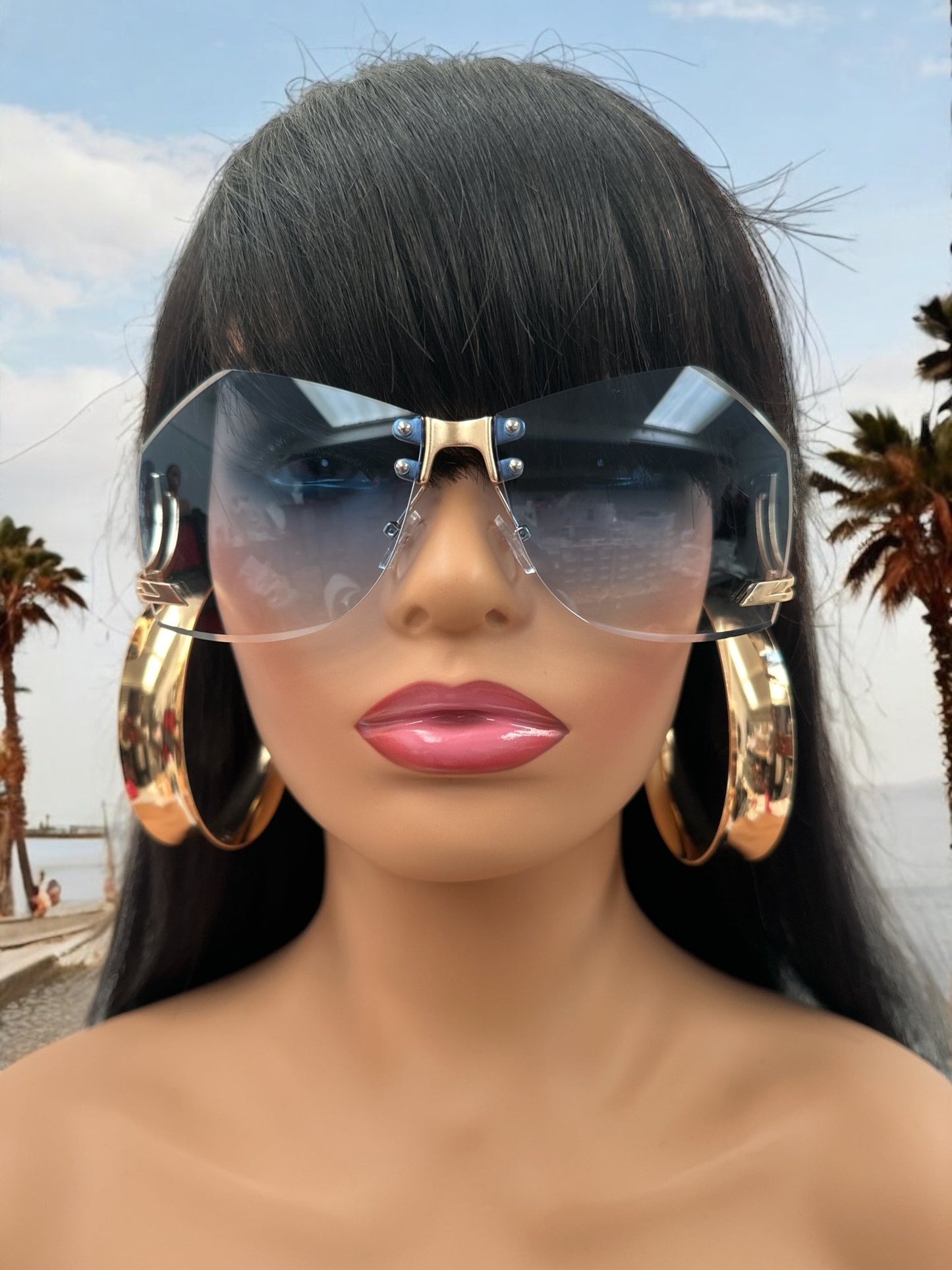 Trendy UV400 Oversized Rimless Sunglasses – Gradient Lens Collection - Fatisha Boutique