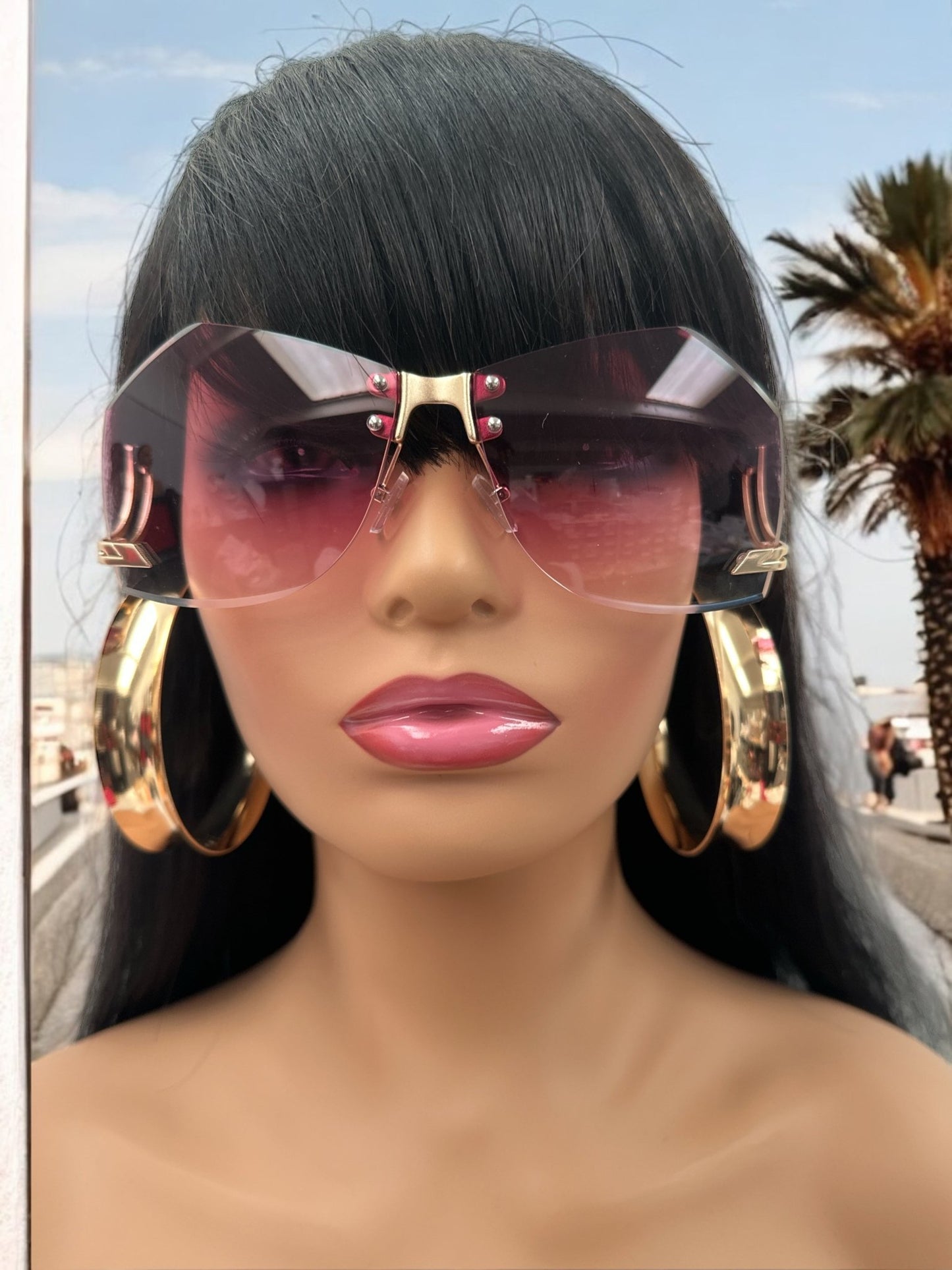 Trendy UV400 Oversized Rimless Sunglasses – Gradient Lens Collection - Fatisha Boutique