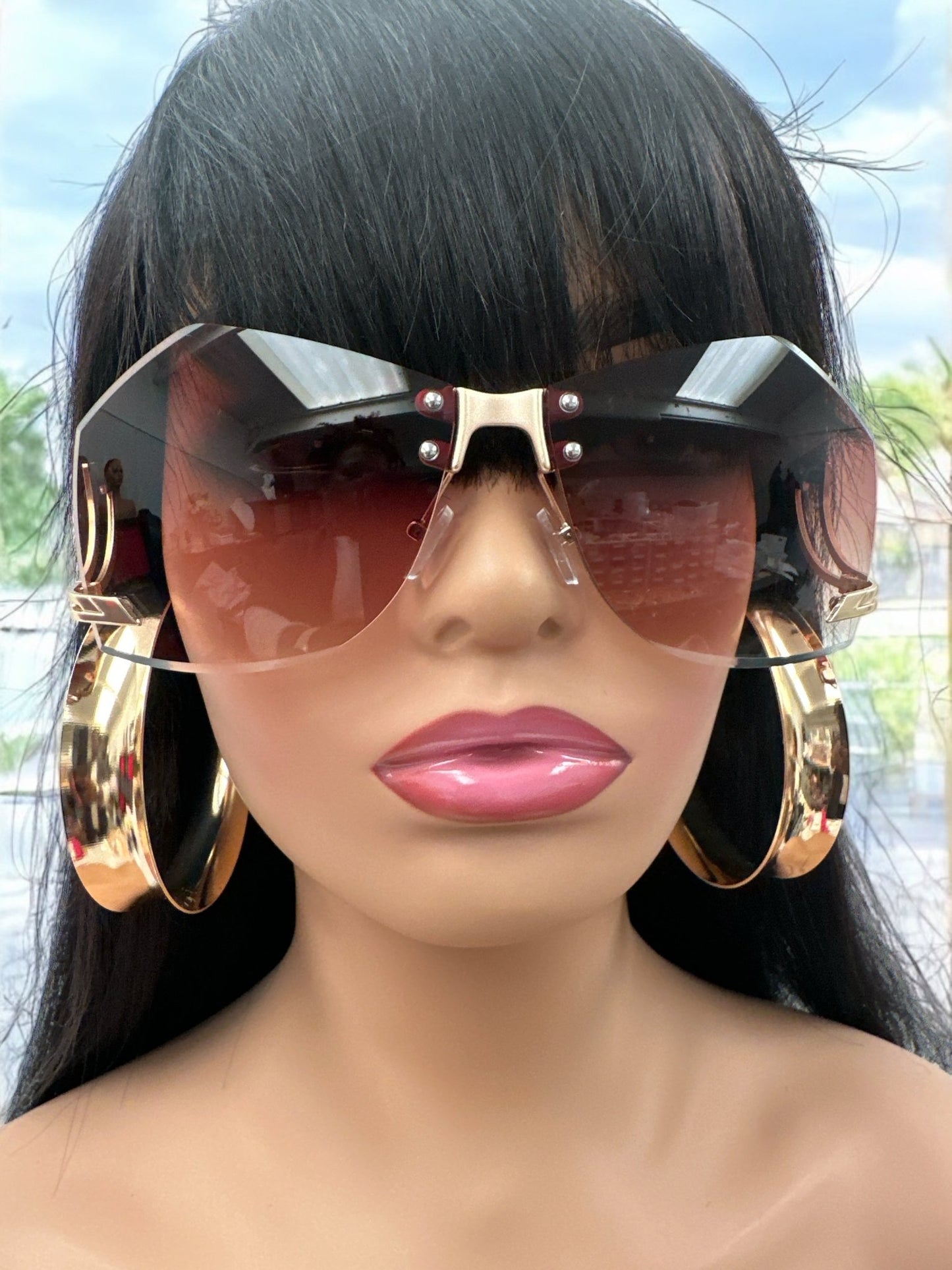 Trendy UV400 Oversized Rimless Sunglasses – Gradient Lens Collection - Fatisha Boutique