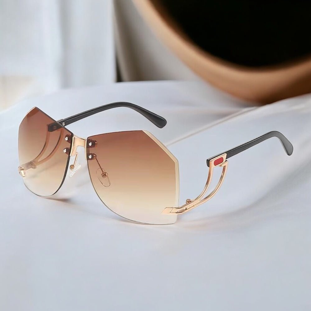 Trendy UV400 Oversized Rimless Sunglasses – Gradient Lens Collection - Fatisha Boutique