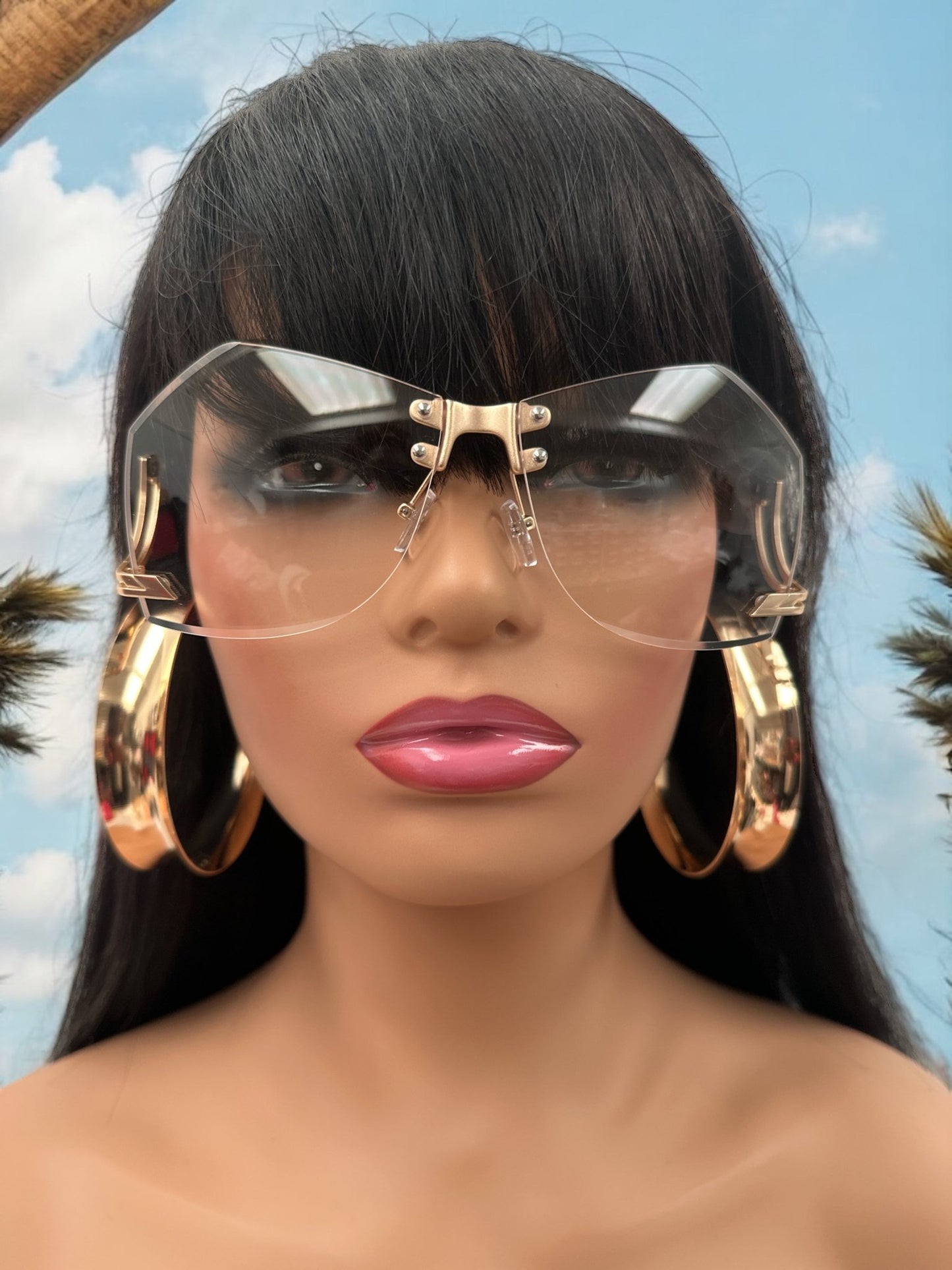 Trendy UV400 Oversized Rimless Sunglasses – Gradient Lens Collection - Fatisha Boutique