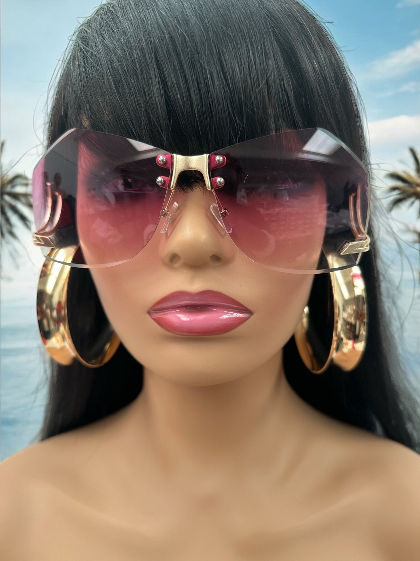 Trendy UV400 Oversized Rimless Sunglasses – Gradient Lens Collection - Fatisha Boutique