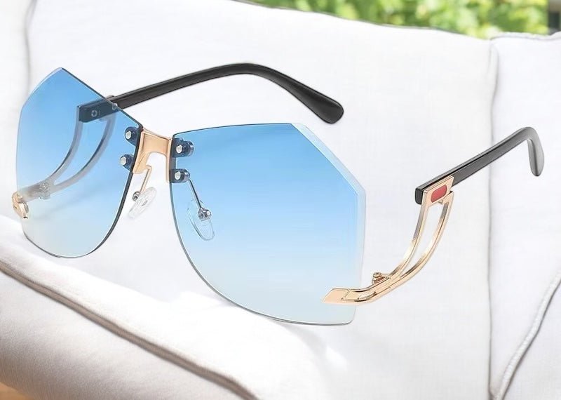 Trendy UV400 Oversized Rimless Sunglasses – Gradient Lens Collection - Fatisha Boutique