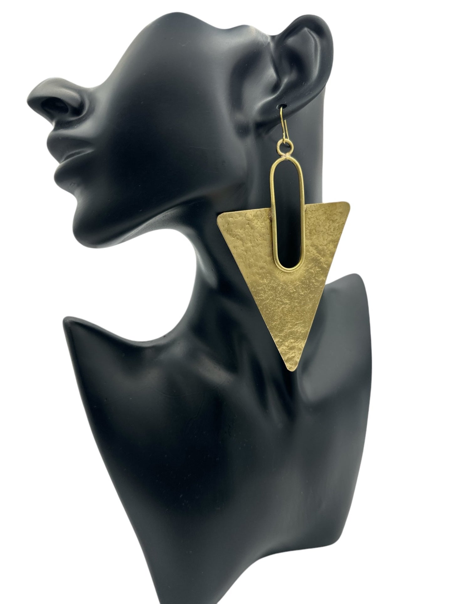 Triangle Brass Statement Dangle Earrings - Geometric Bold Fashion Jewellery - Fatisha Boutique