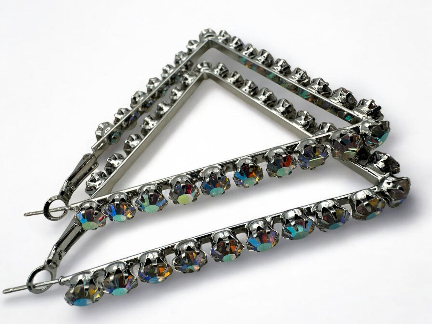 Triangle Rhinestone Statement Hoop Earrings - Bold & Sparkly Design - Fatisha Boutique