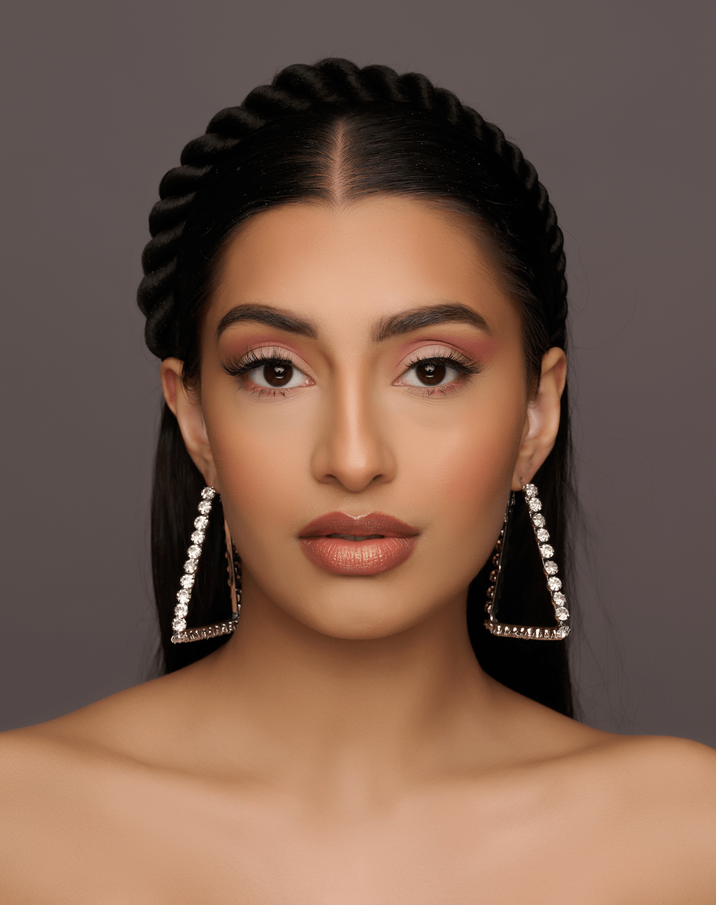 Triangle Rhinestone Statement Hoop Earrings - Bold & Sparkly Design - Fatisha Boutique