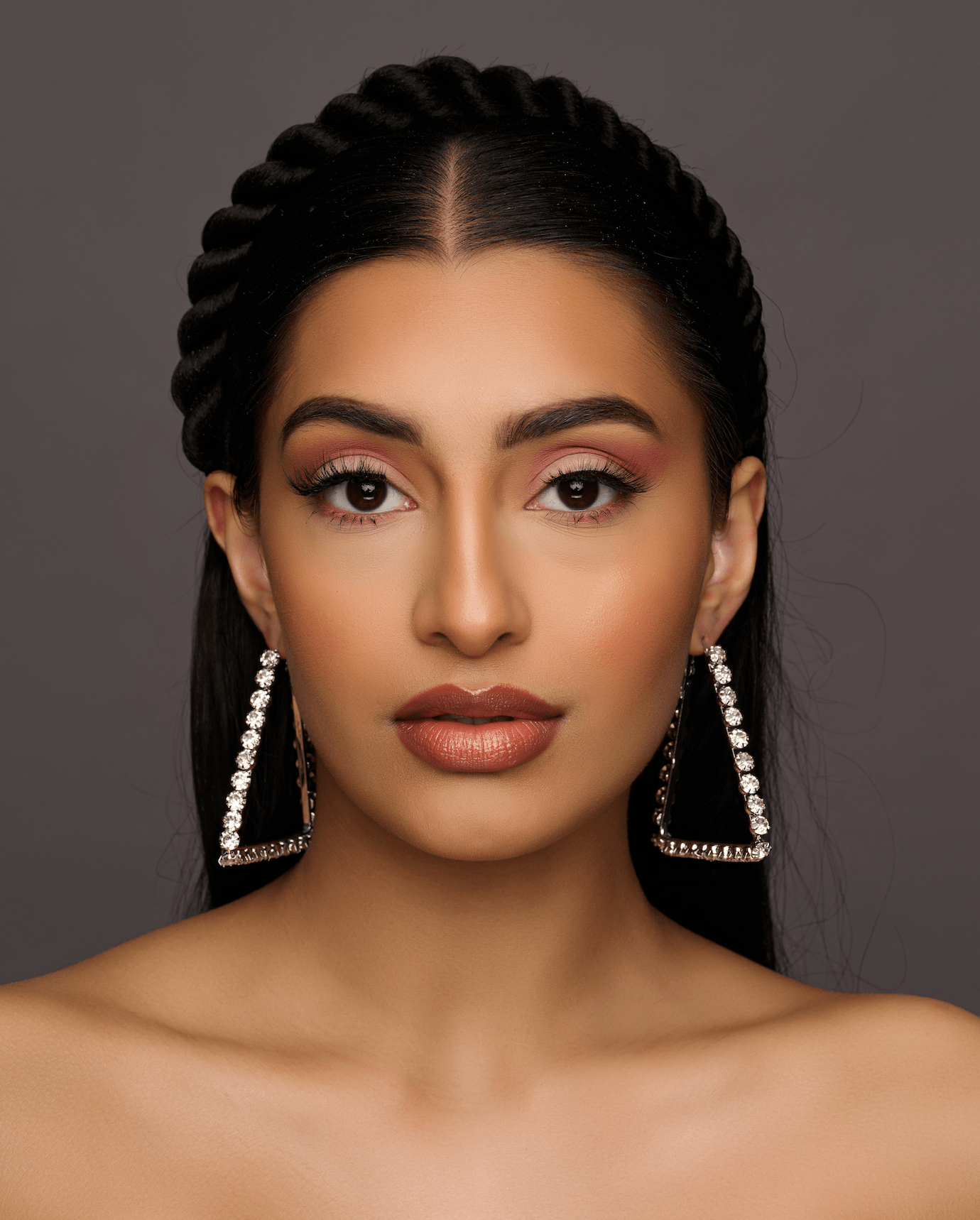 Triangle Rhinestone Statement Hoop Earrings - Bold & Sparkly Design - Fatisha Boutique