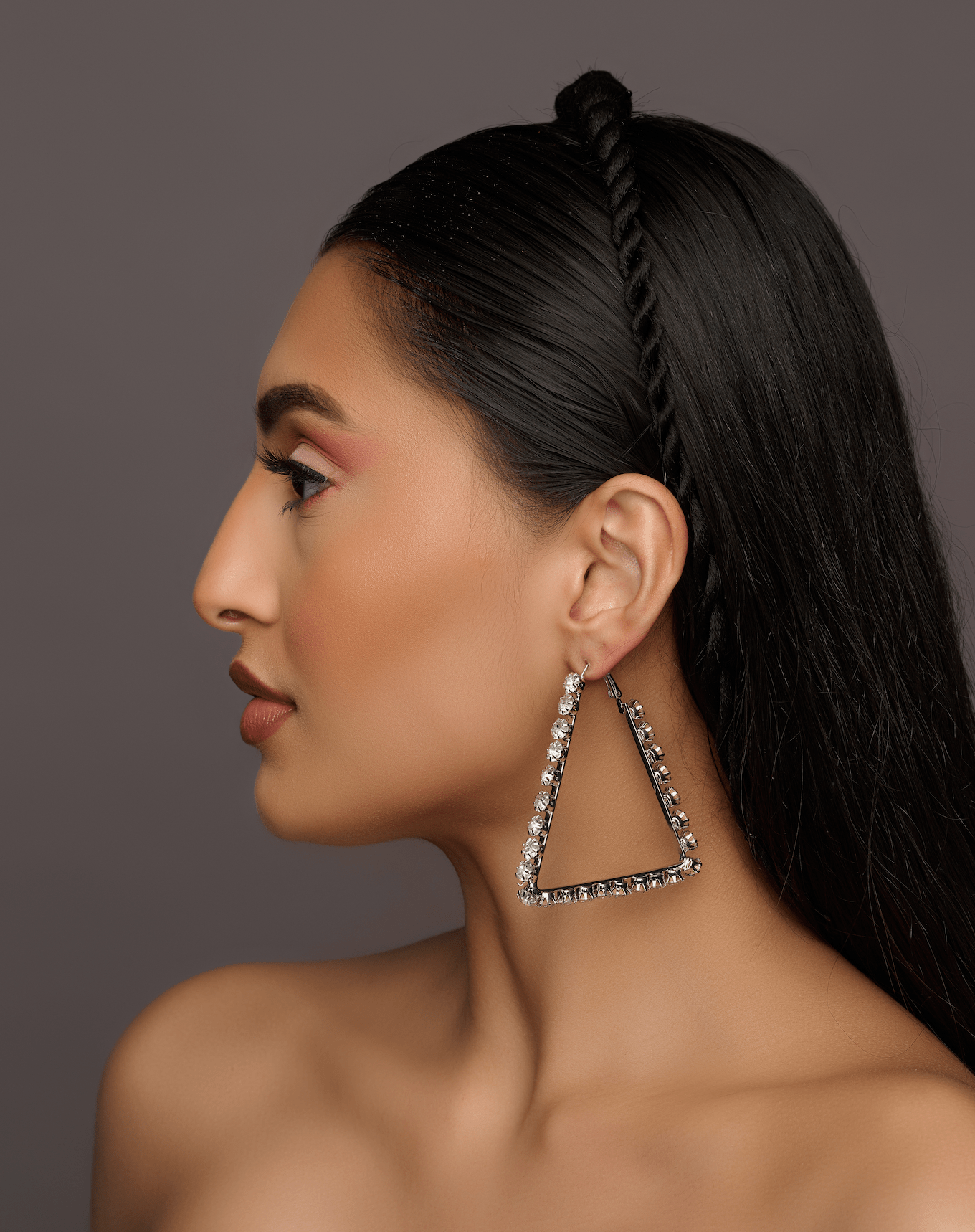Triangle Rhinestone Statement Hoop Earrings - Bold & Sparkly Design - Fatisha Boutique