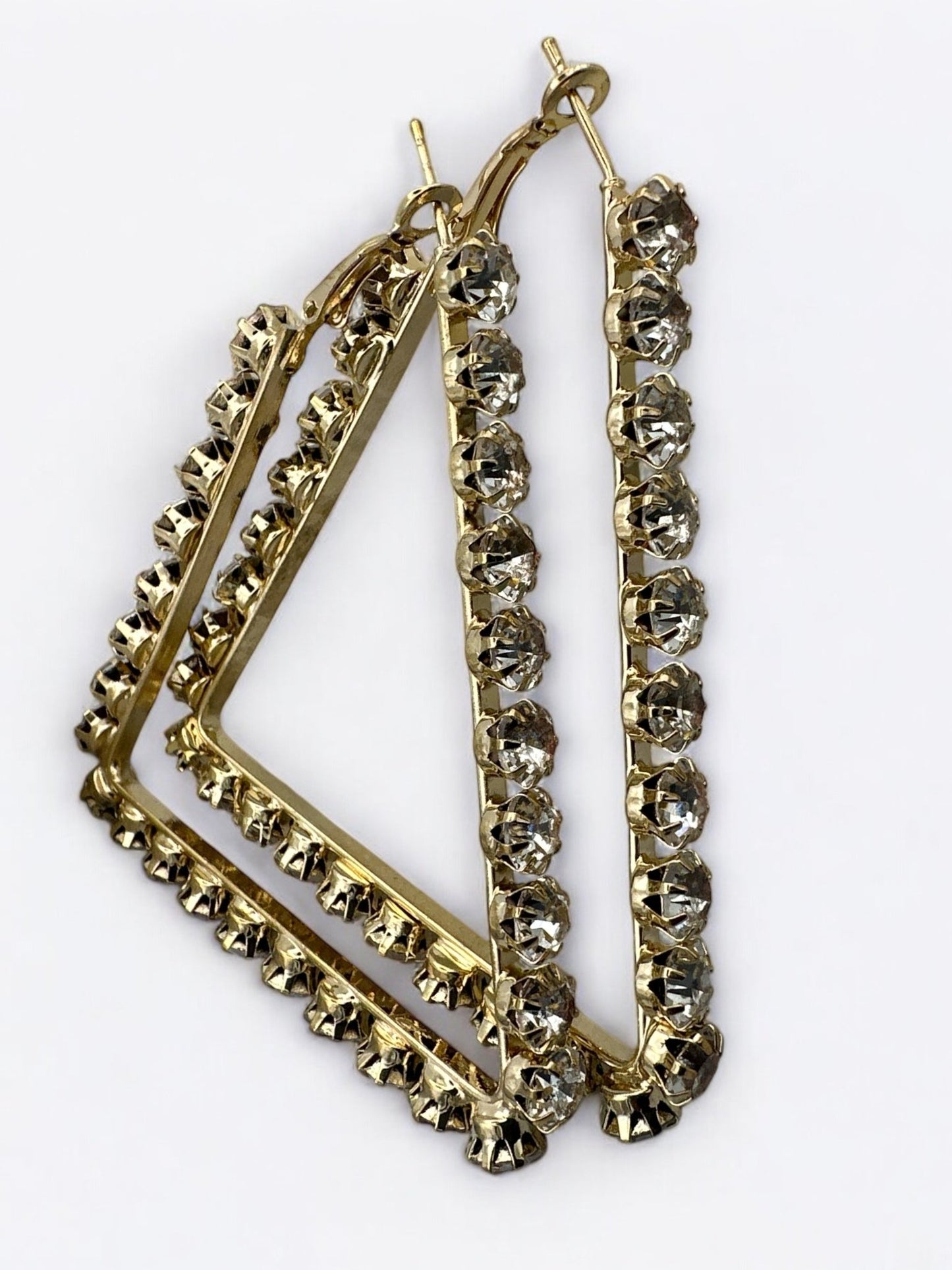 Triangle Rhinestone Statement Hoop Earrings - Bold & Sparkly Design - Fatisha Boutique
