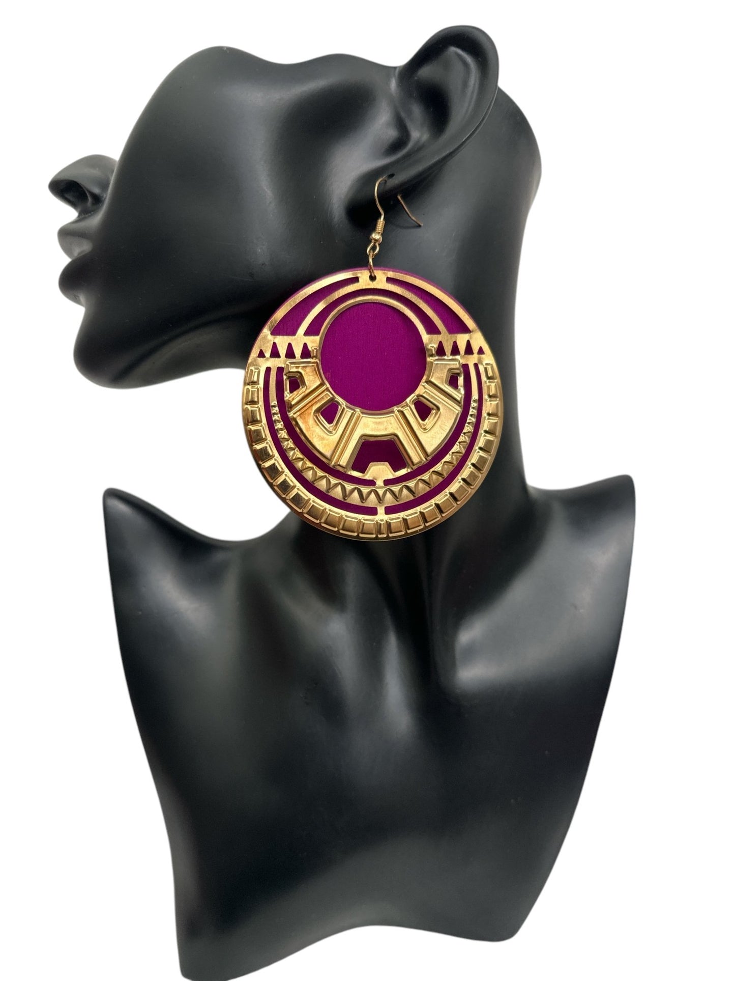 Tribal - Inspired Wooden and Metal Hoop Earrings – Bold Statement Earrings in Multiple Colours - Fatisha Boutique