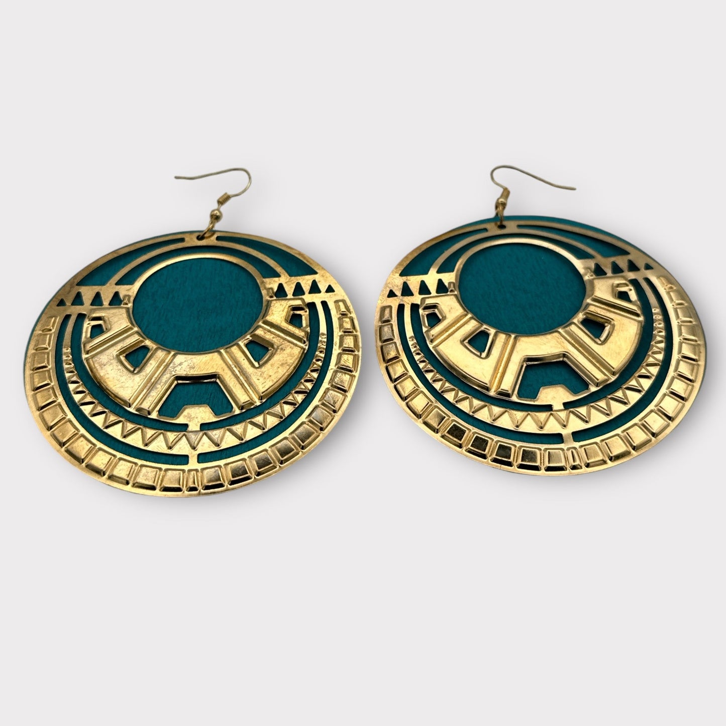 Tribal - Inspired Wooden and Metal Hoop Earrings – Bold Statement Earrings in Multiple Colours - Fatisha Boutique