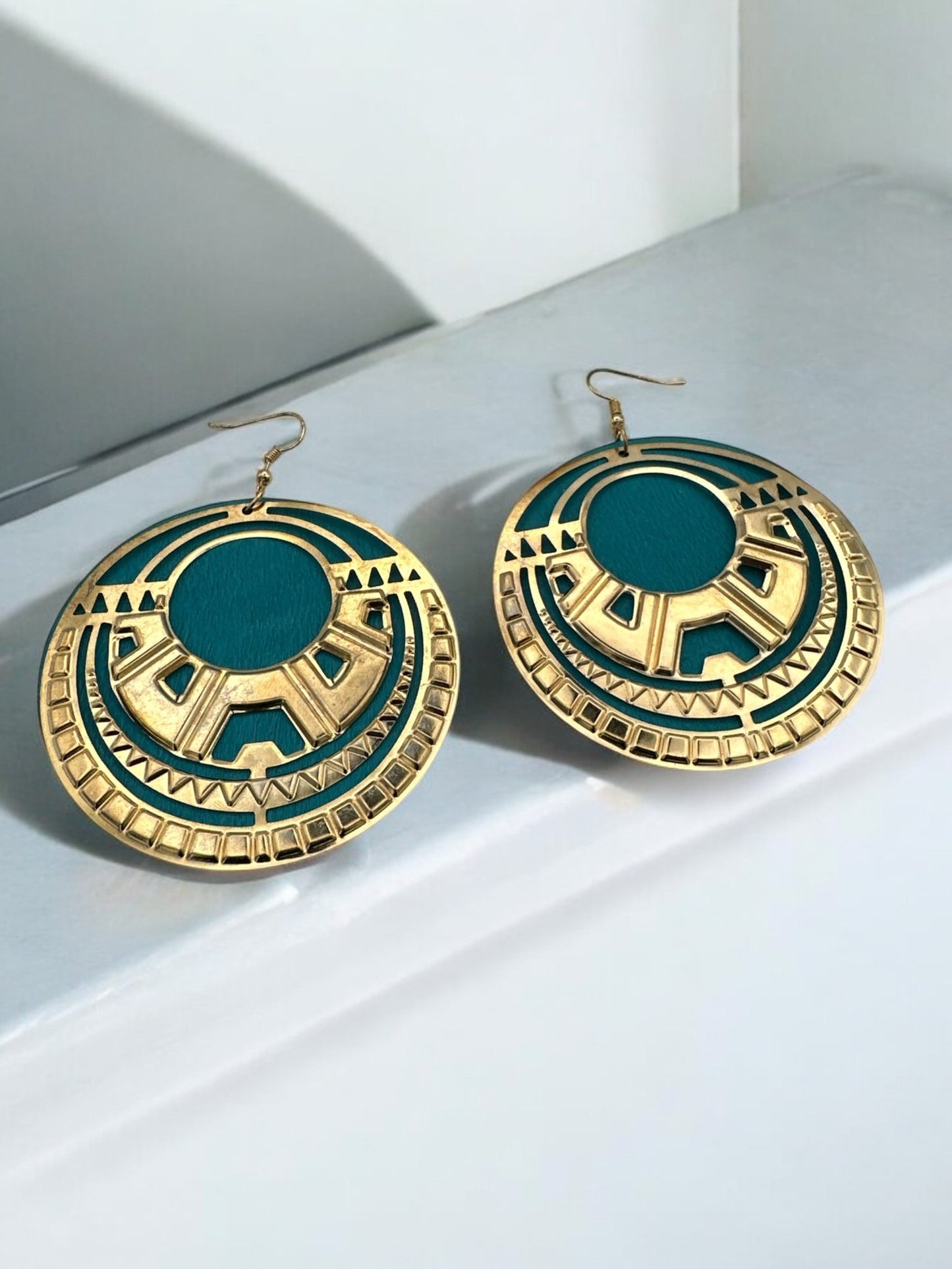 Tribal - Inspired Wooden and Metal Hoop Earrings – Bold Statement Earrings in Multiple Colours - Fatisha Boutique