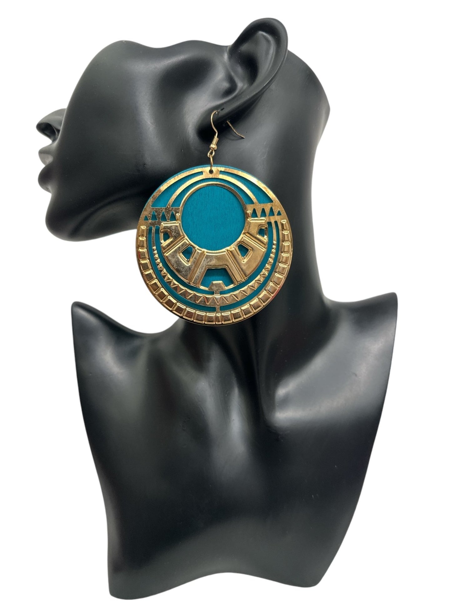 Tribal - Inspired Wooden and Metal Hoop Earrings – Bold Statement Earrings in Multiple Colours - Fatisha Boutique
